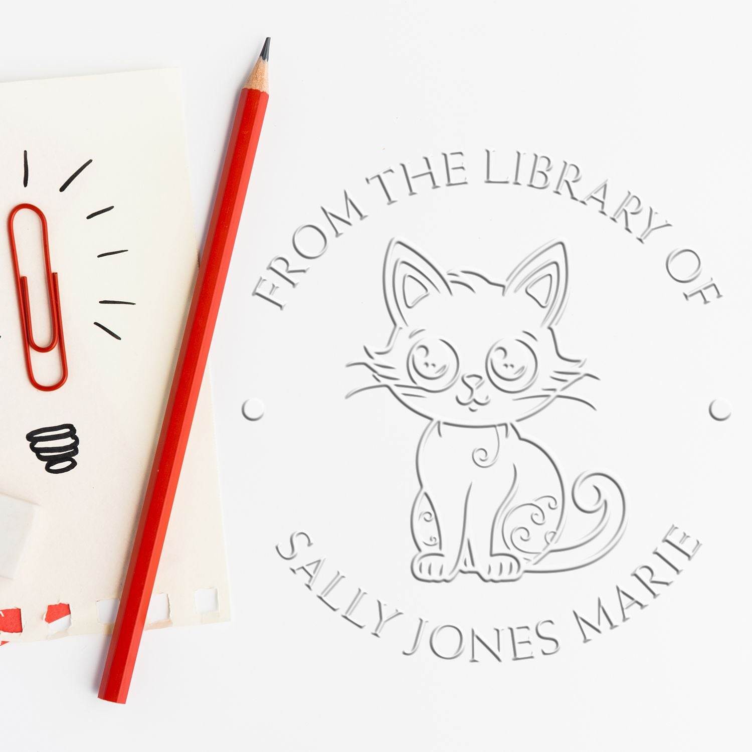Soft Talkative Kitty Custom Book Library Embossing Seal