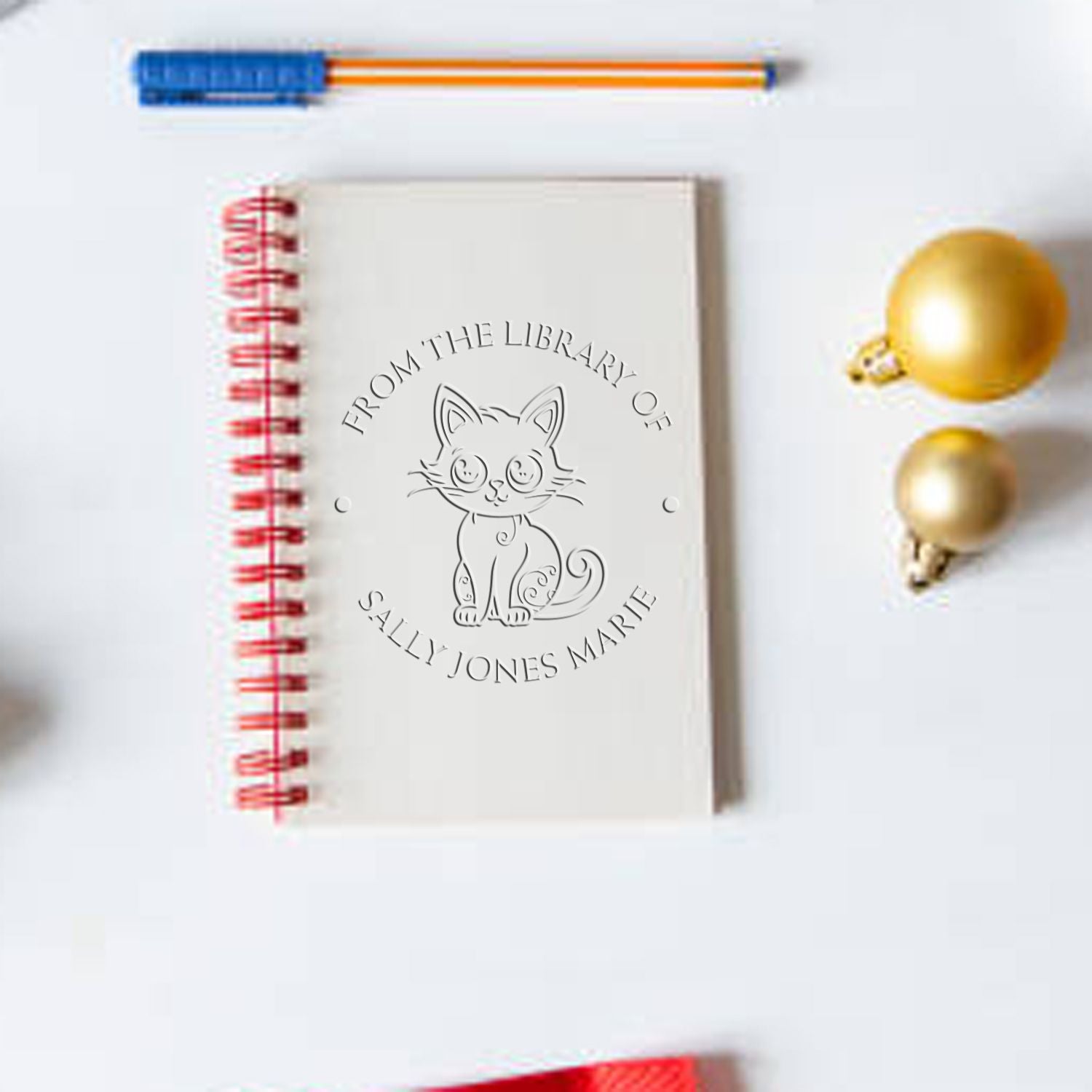 Soft Talkative Kitty Custom Book Library Embossing Seal