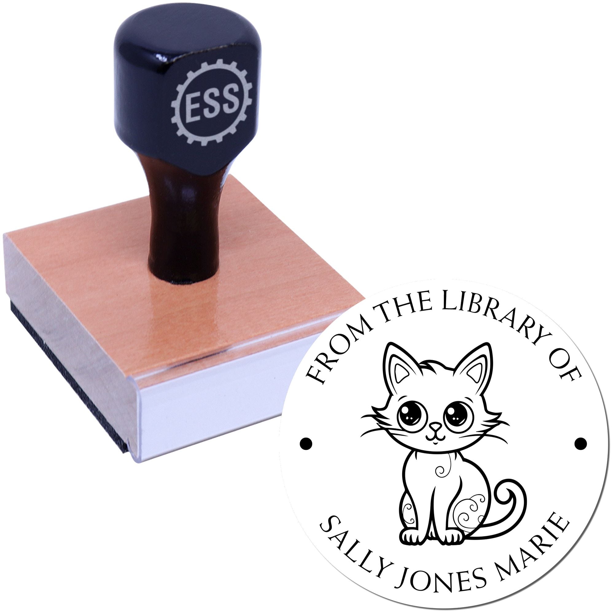 Wood Handle Talkative Kitty Custom Read It Stamp