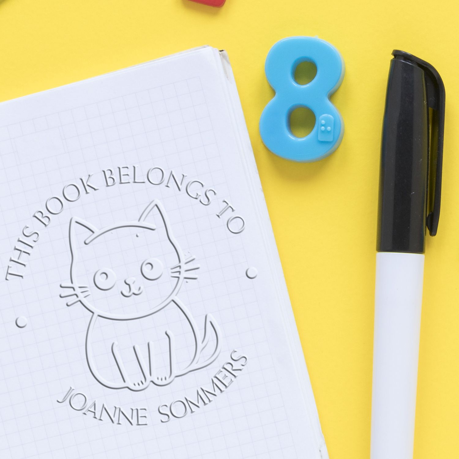 Soft Soft Kitty Custom Book Library Embossing Stamp