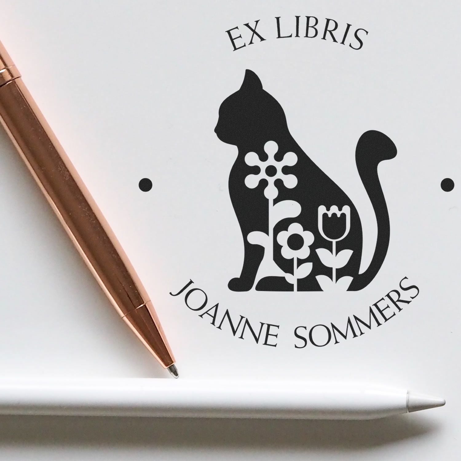 PSI Pre-Inked Demure Cat Customized Personal Library Stamp - Engineer Seal Stamps