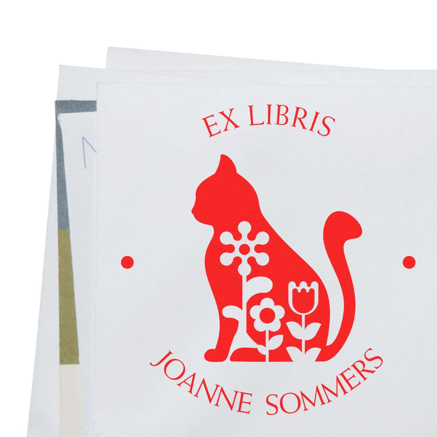 PSI Pre-Inked Demure Cat Customized Personal Library Stamp - Engineer Seal Stamps