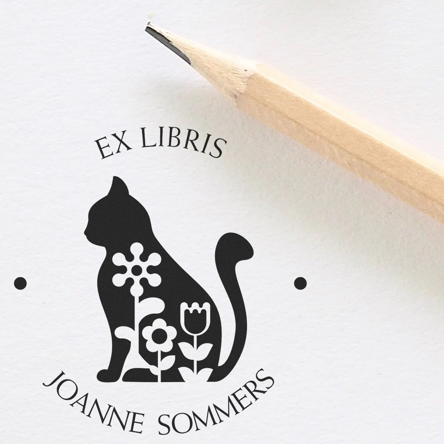 PSI Pre-Inked Demure Cat Customized Personal Library Stamp - Engineer Seal Stamps