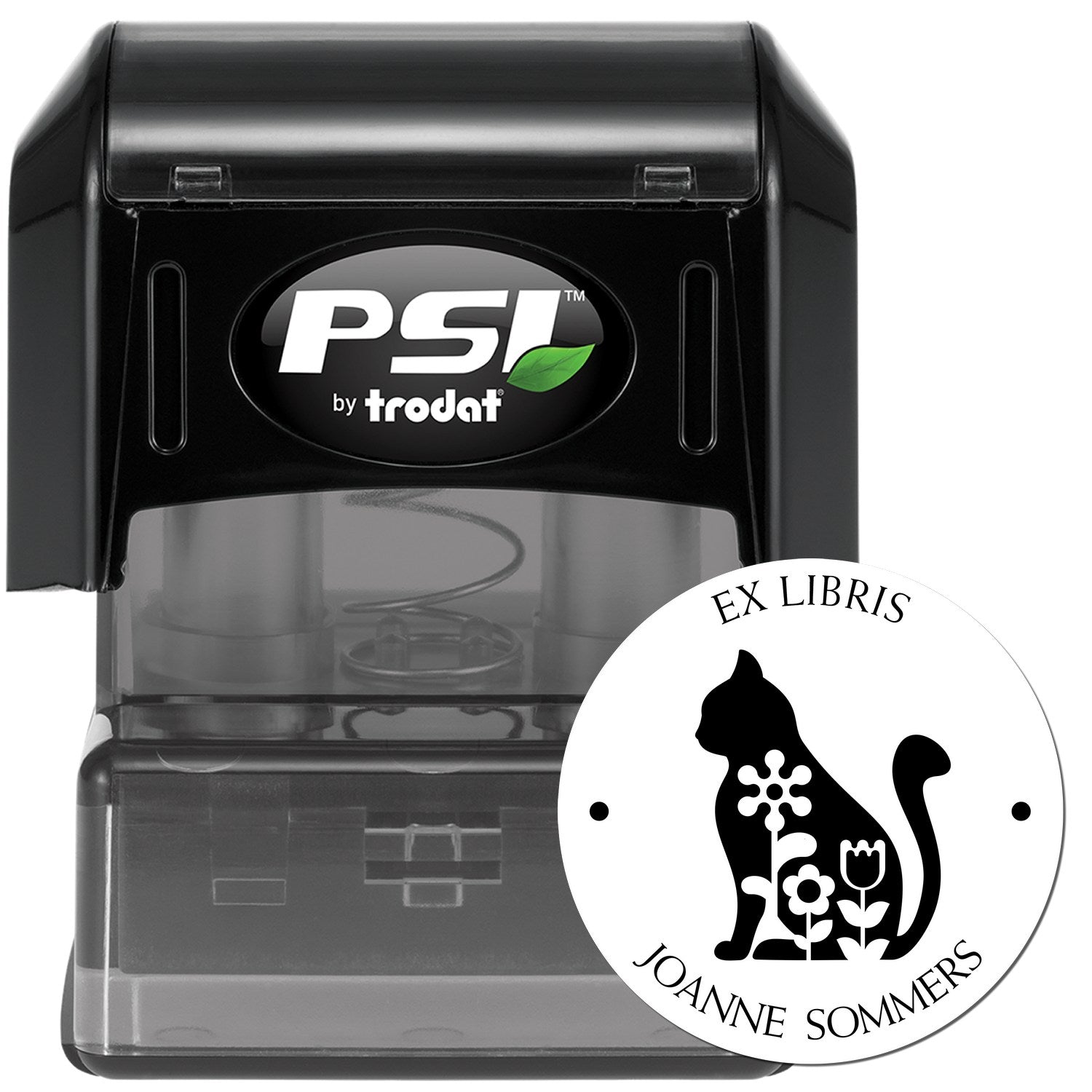 PSI Pre-Inked Demure Cat Customized Personal Library Stamp - Engineer Seal Stamps