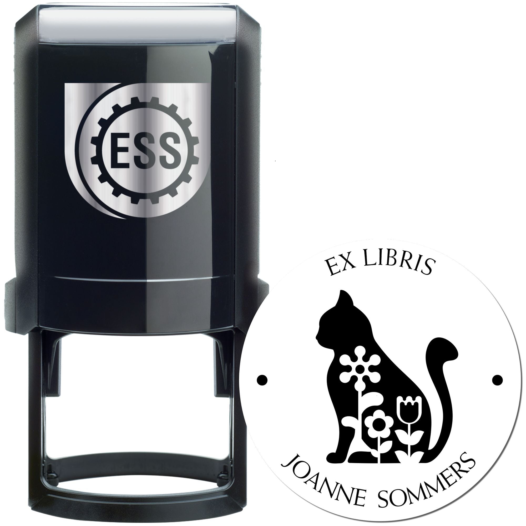 Self-Inking Demure Cat Personalized Bookplate Stamp - Engineer Seal Stamps