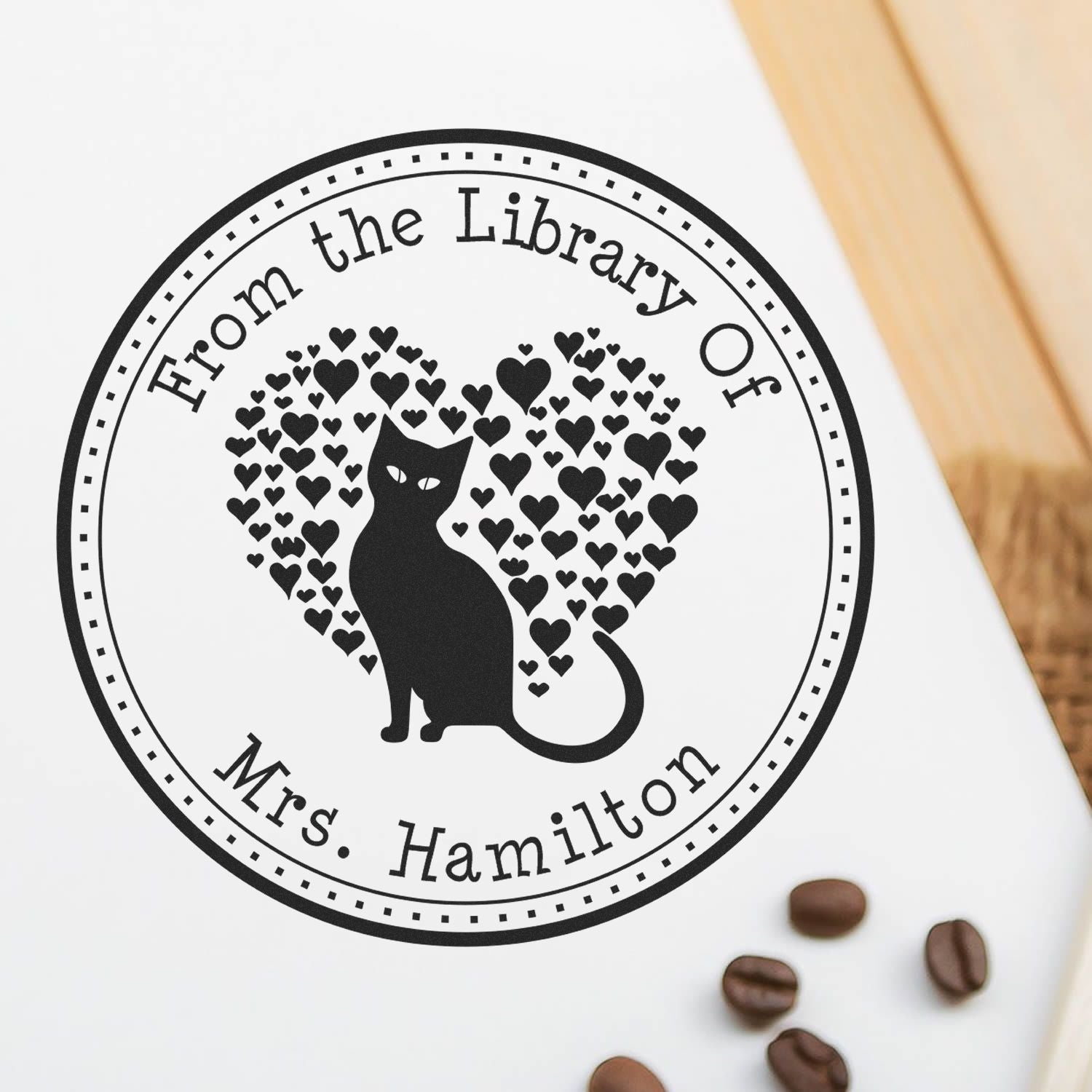 Self-Inking Lithe Kitten Personalized Bookworm Stamp