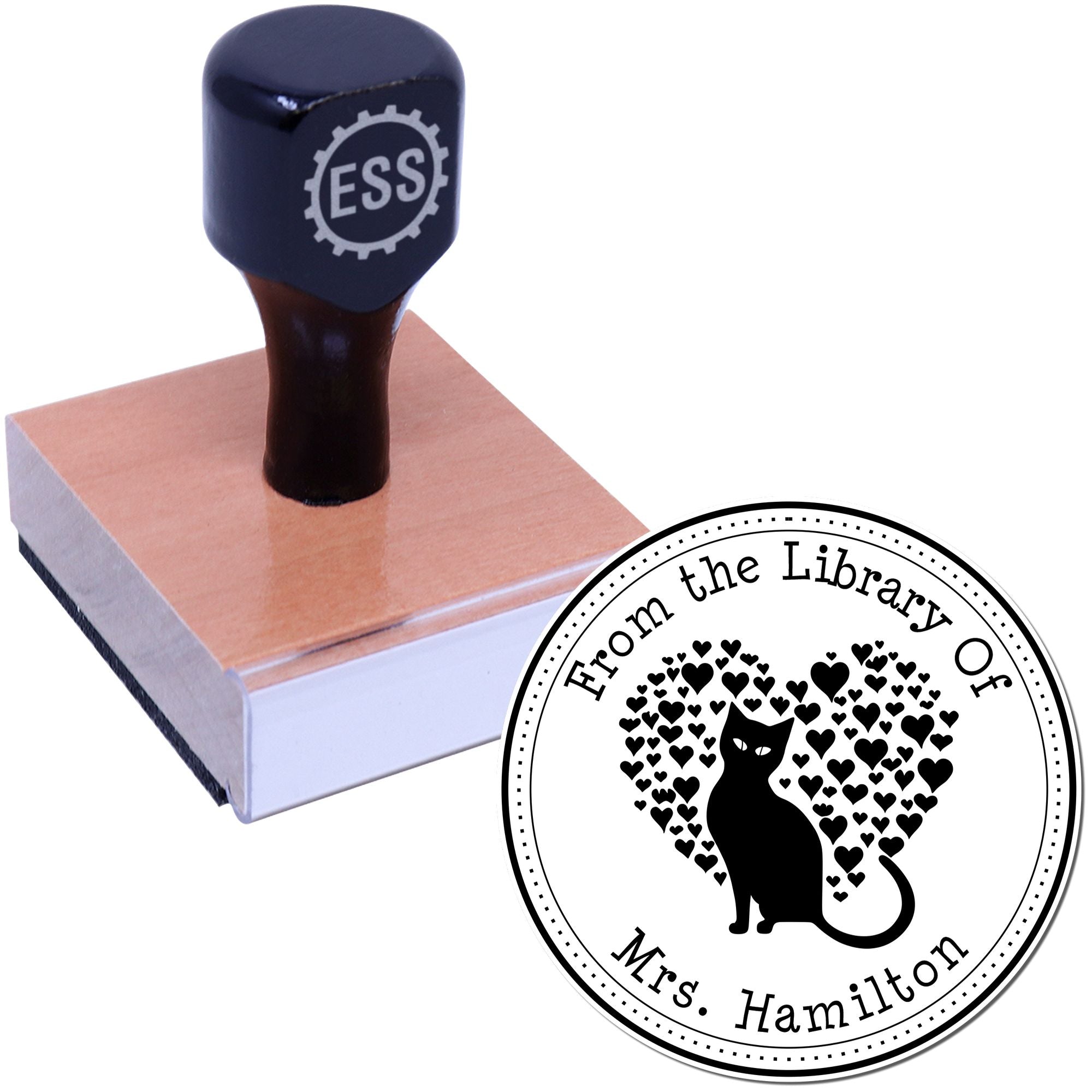 Wood Handle Lithe Kitten Custom Reader Stamp - Engineer Seal Stamps
