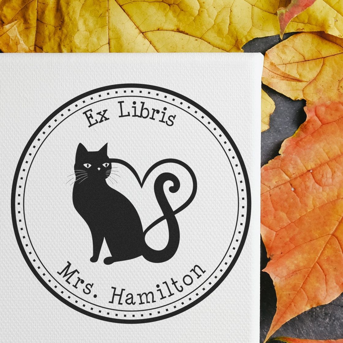 Wood Handle Energetic Kitty Custom Reader's Stamp - Engineer Seal Stamps