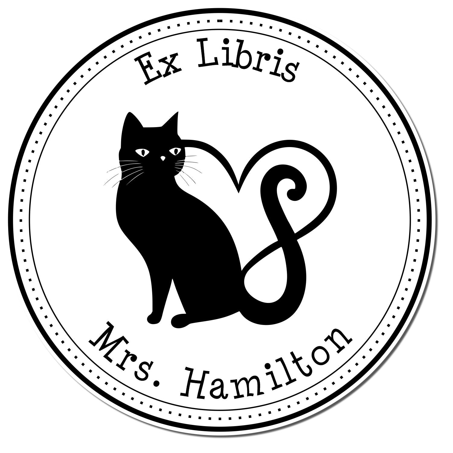 Wood Handle Energetic Kitty Custom Reader's Stamp - Engineer Seal Stamps