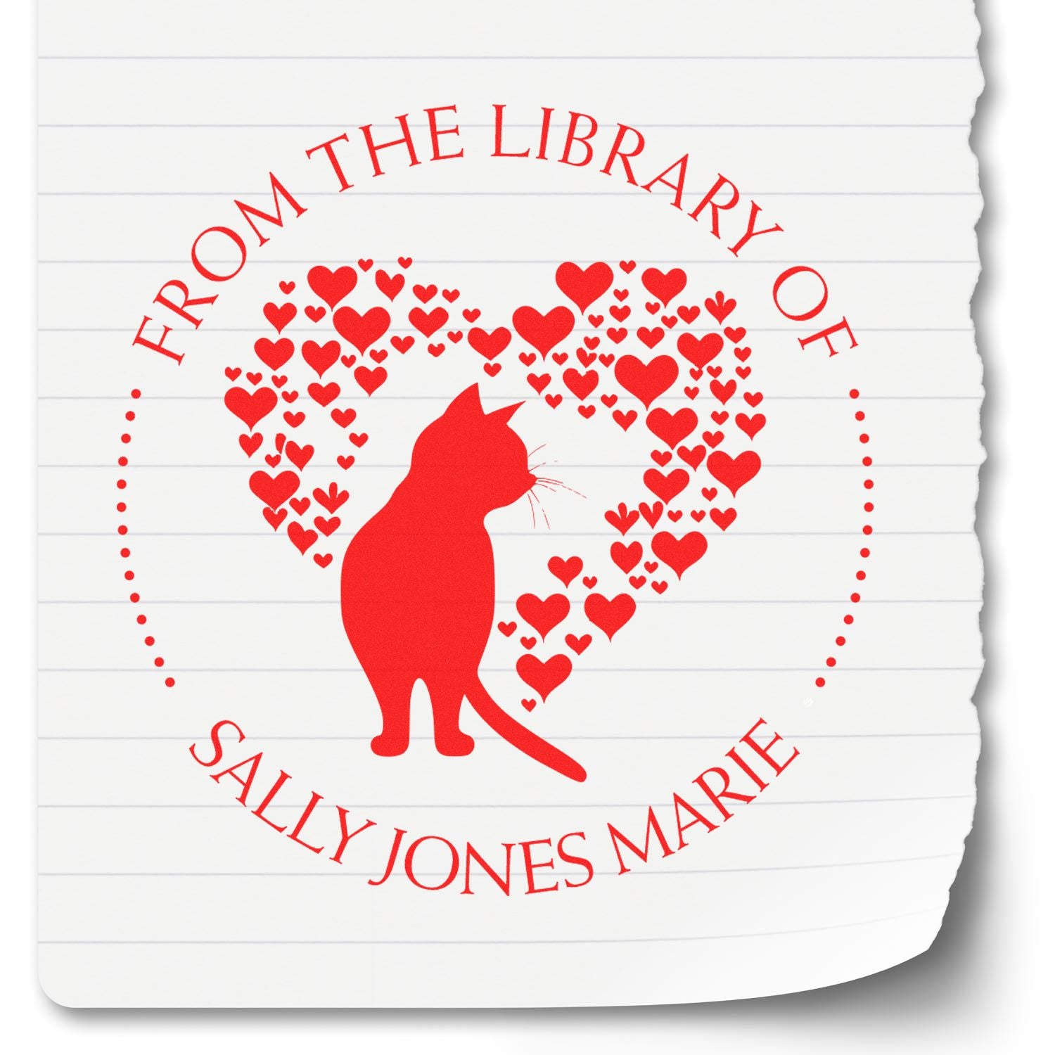 Self-Inking Lovely Cat Personalized Home Library Stamp - Engineer Seal Stamps