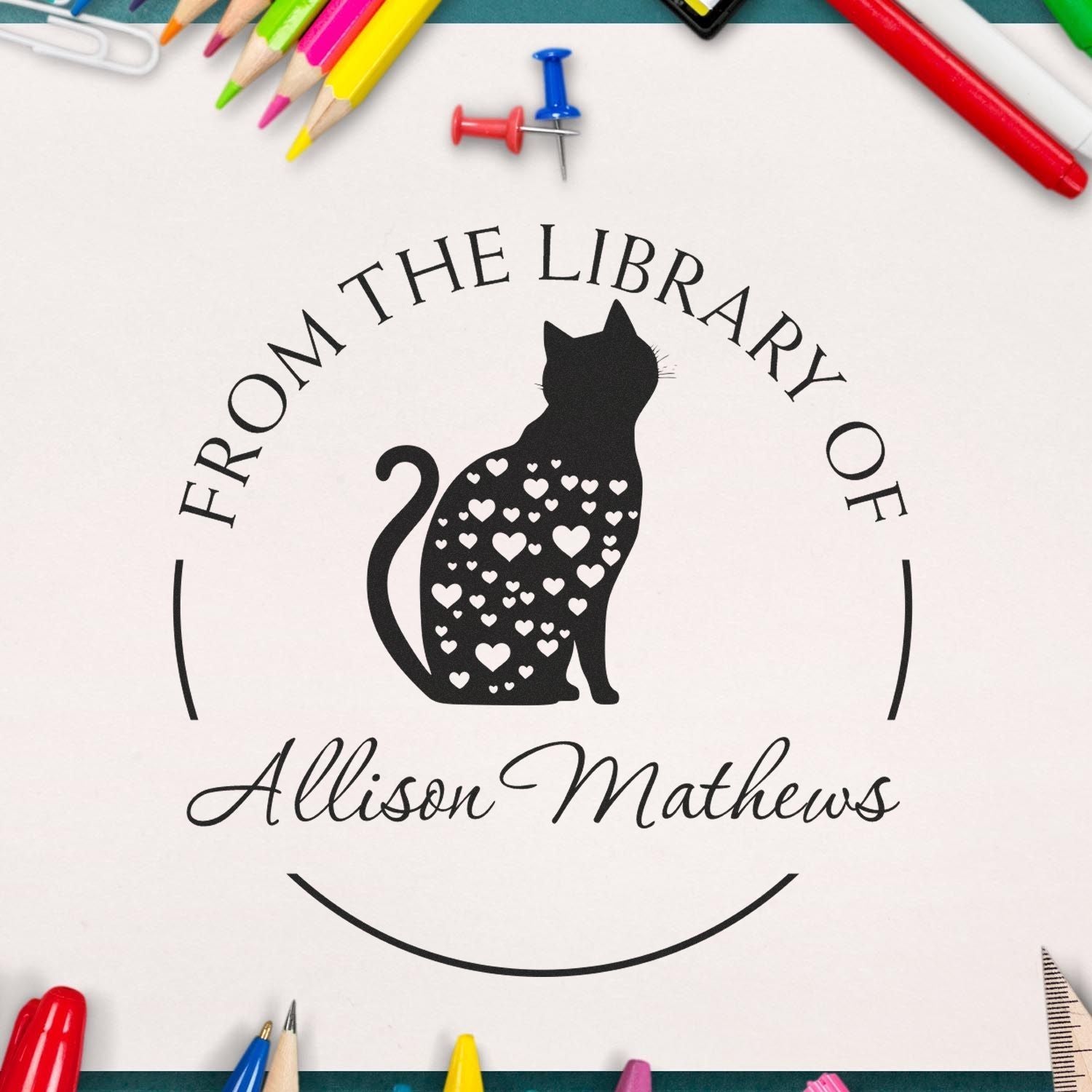 Self-Inking Sensible Cat Personalized Instructor's Personal Stamp - Engineer Seal Stamps