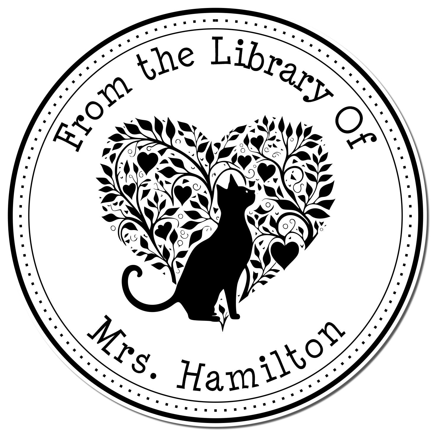 Self-Inking Comforting Kitty Personalized Library Stamp - Engineer Seal Stamps