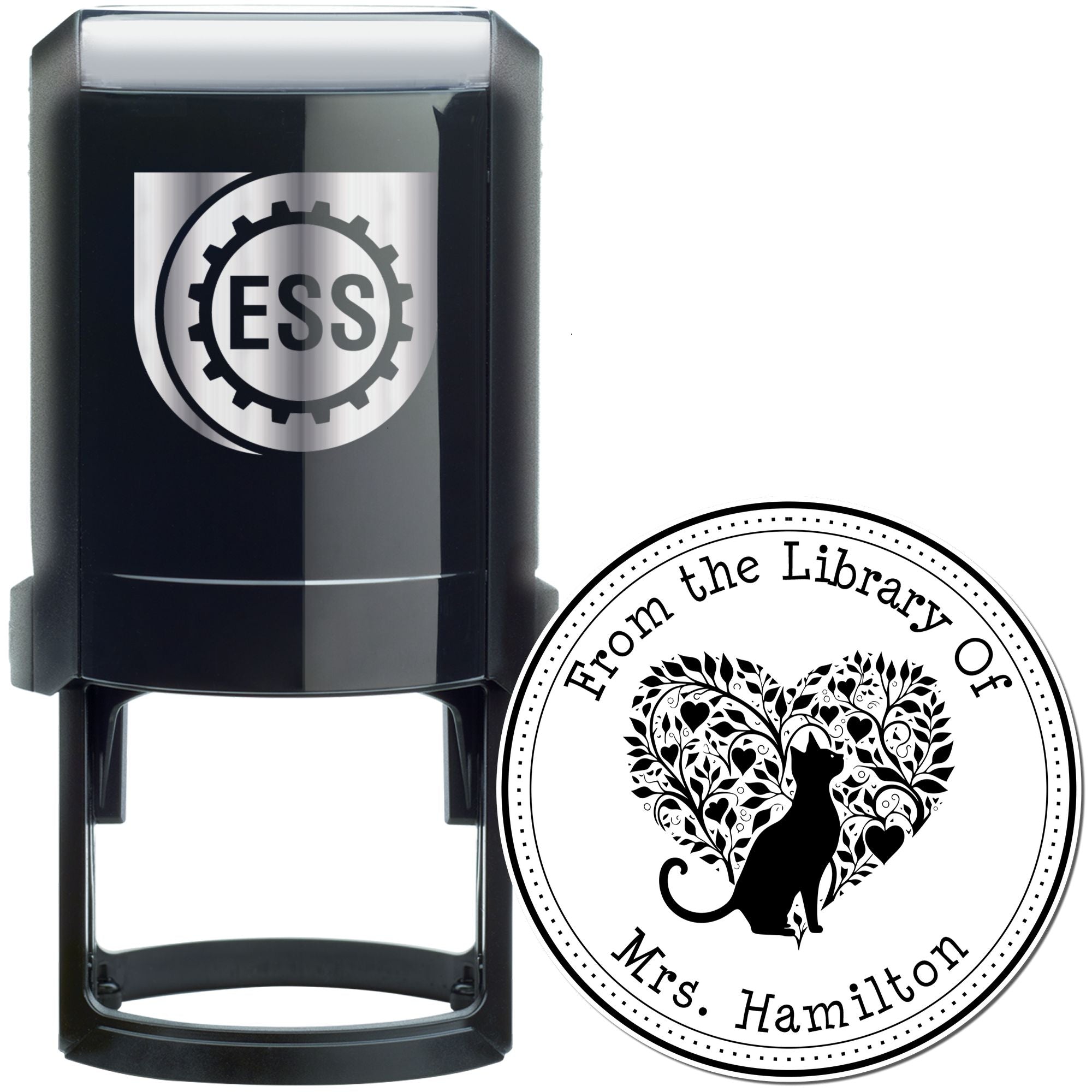 Self-Inking Comforting Kitty Personalized Library Stamp - Engineer Seal Stamps