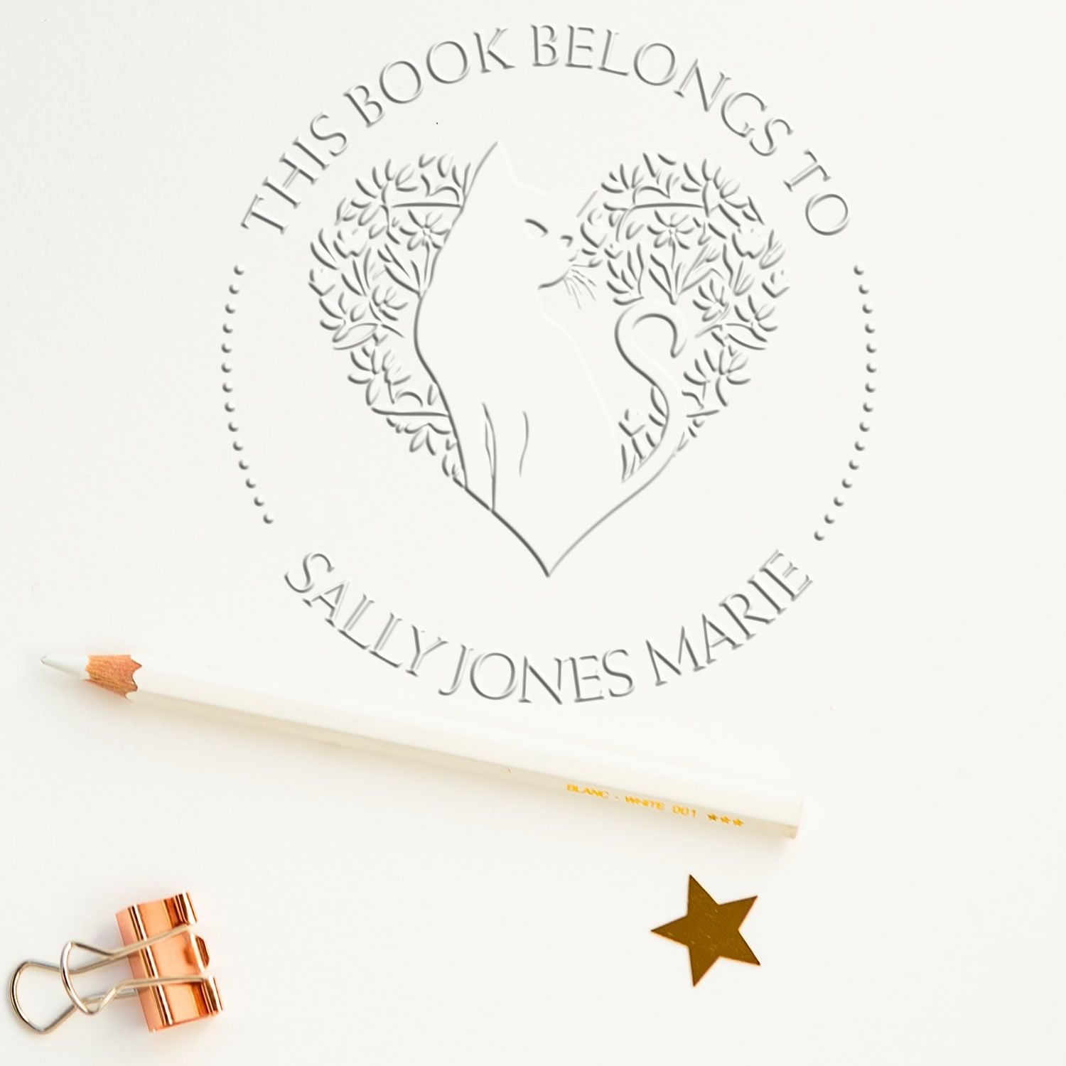Soft Sleek Kitty Custom Book Lover Paper Embosser