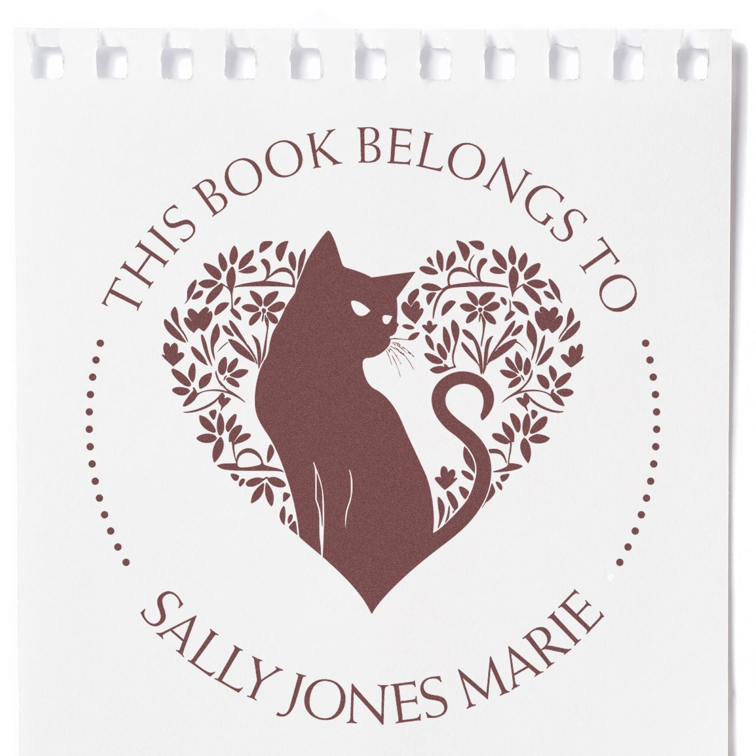 Wood Handle Sleek Kitty Custom Made Book Stamp
