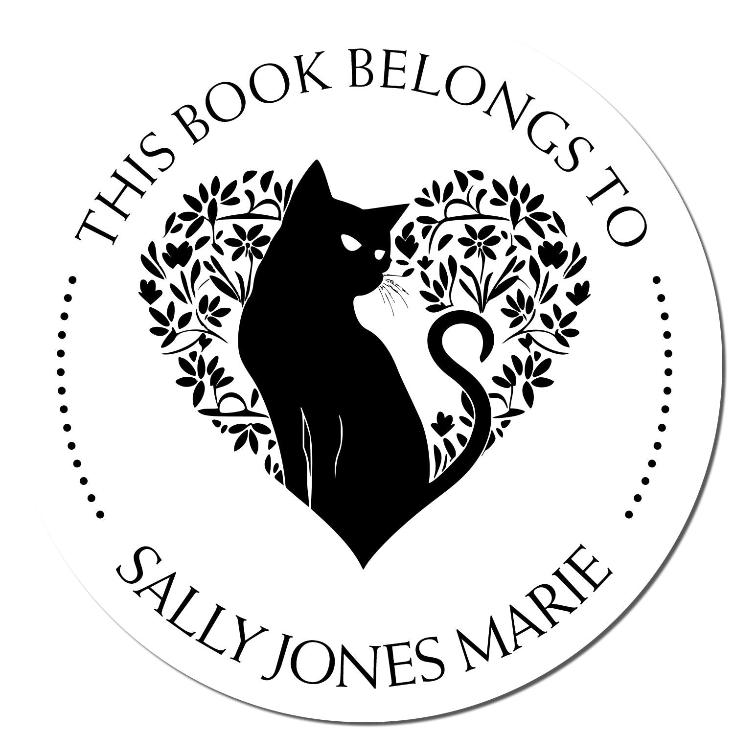 Wood Handle Sleek Kitty Custom Made Book Stamp