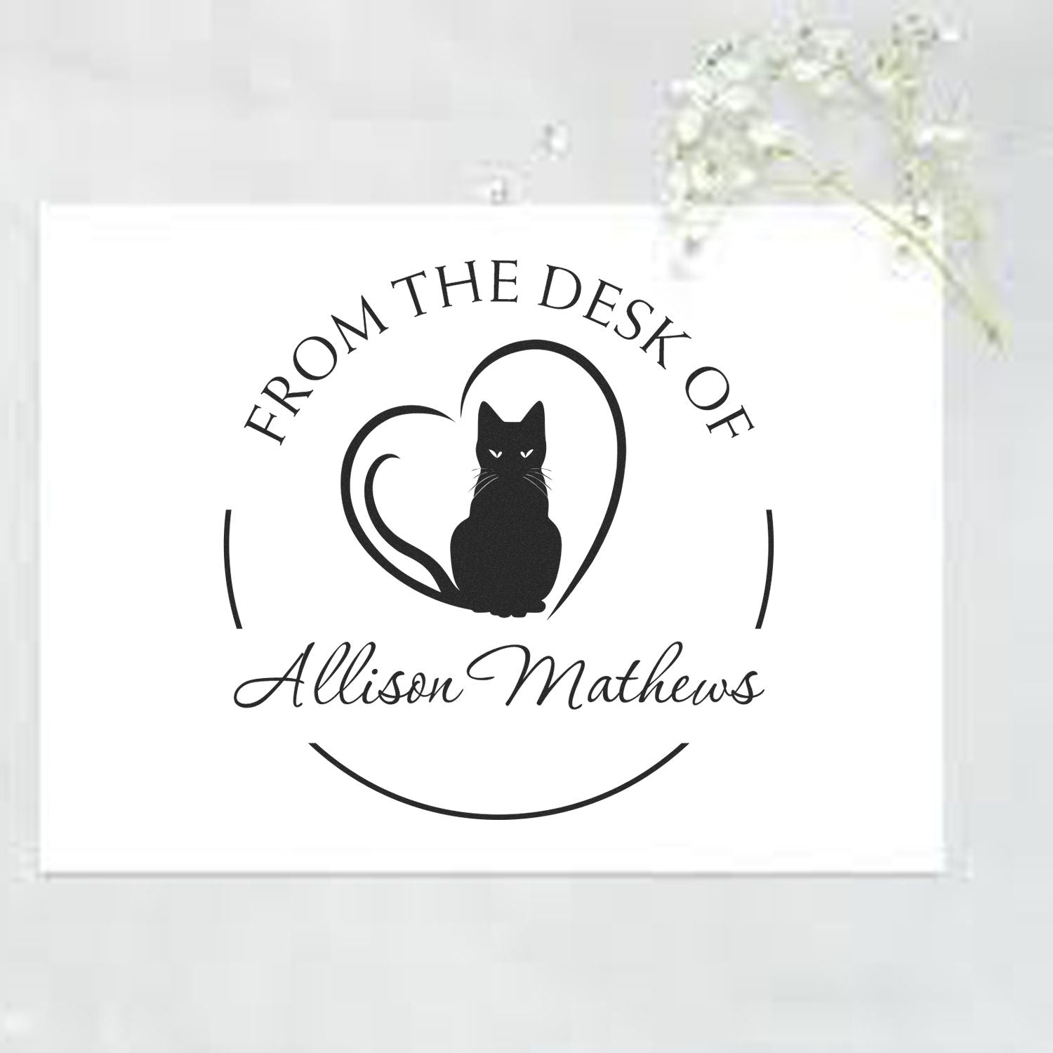 Self-Inking Watchful Kitten Personalized Library Name Stamp - Engineer Seal Stamps