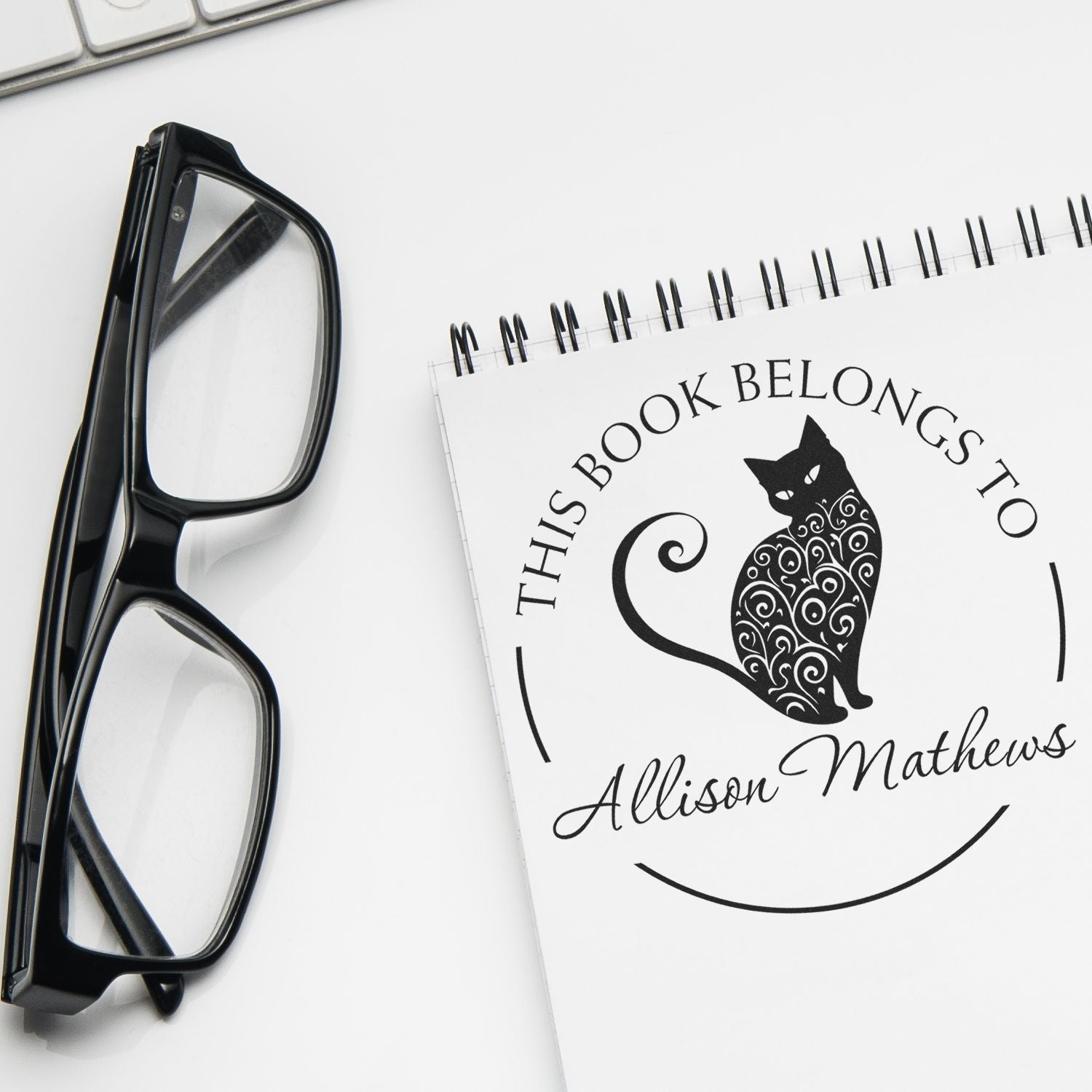 Wood Handle Spry Kitten Custom Made Book Library Stamp