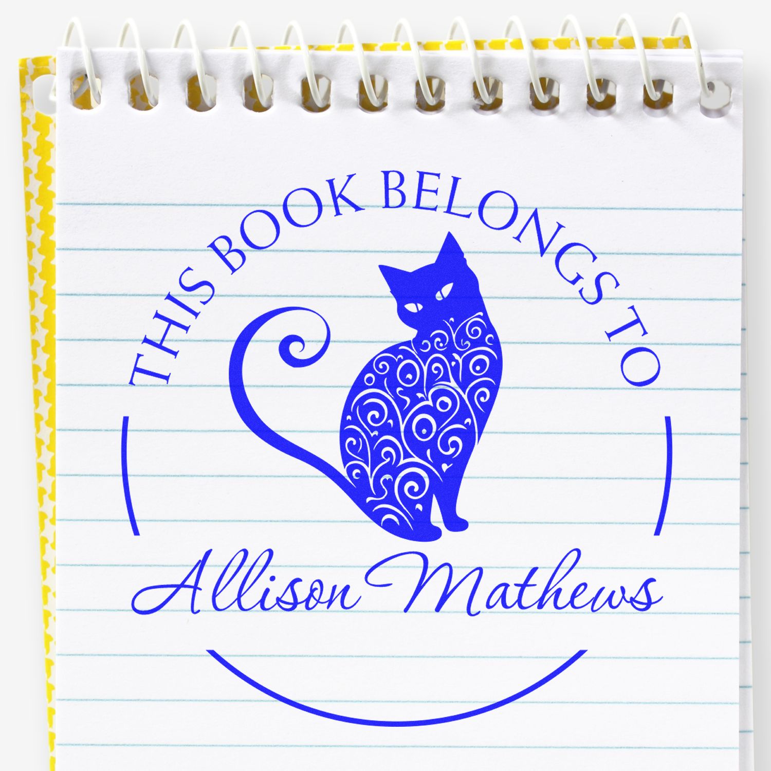 Wood Handle Spry Kitten Custom Made Book Library Stamp