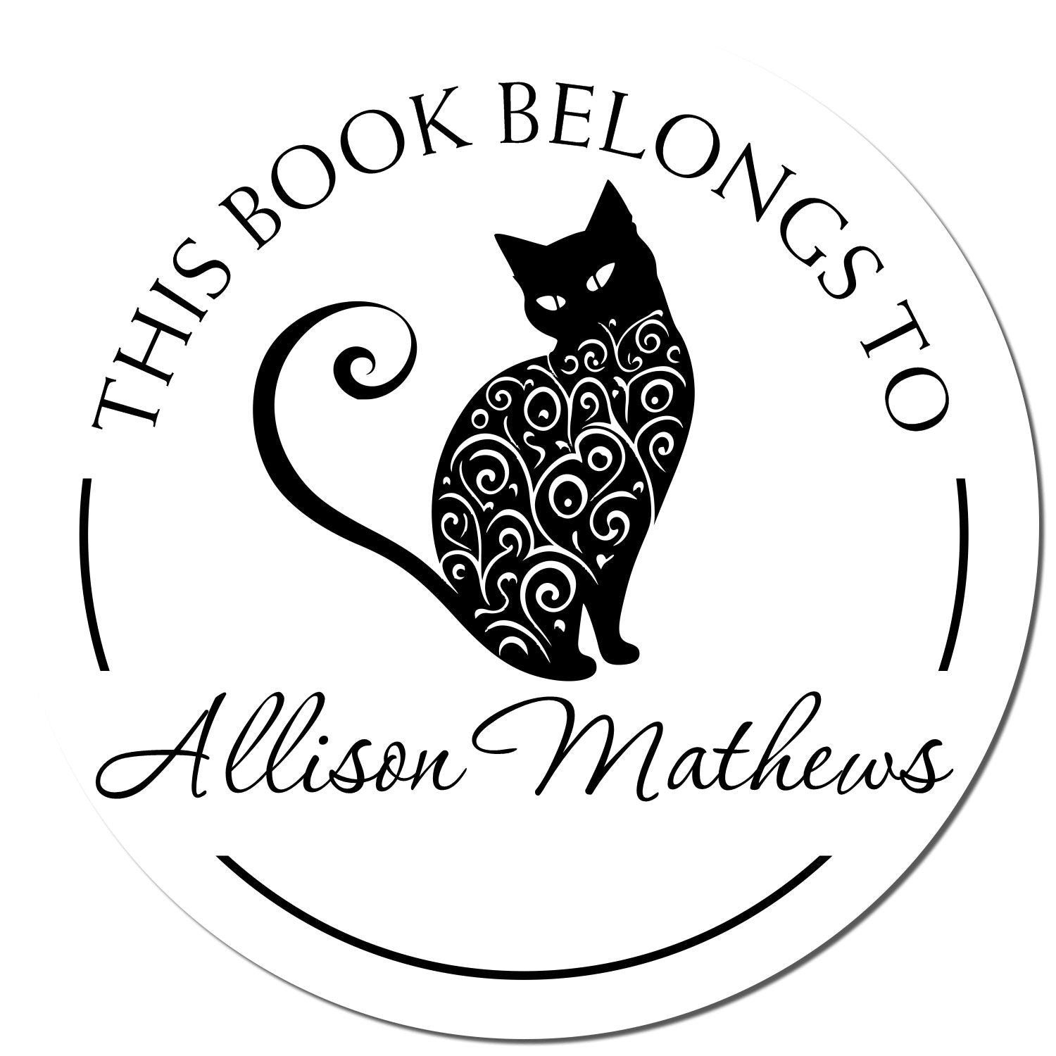 Wood Handle Spry Kitten Custom Made Book Library Stamp