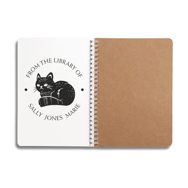 Wood Handle Expressive Cat Custom Made Book Lover Stamp - Engineer Seal Stamps