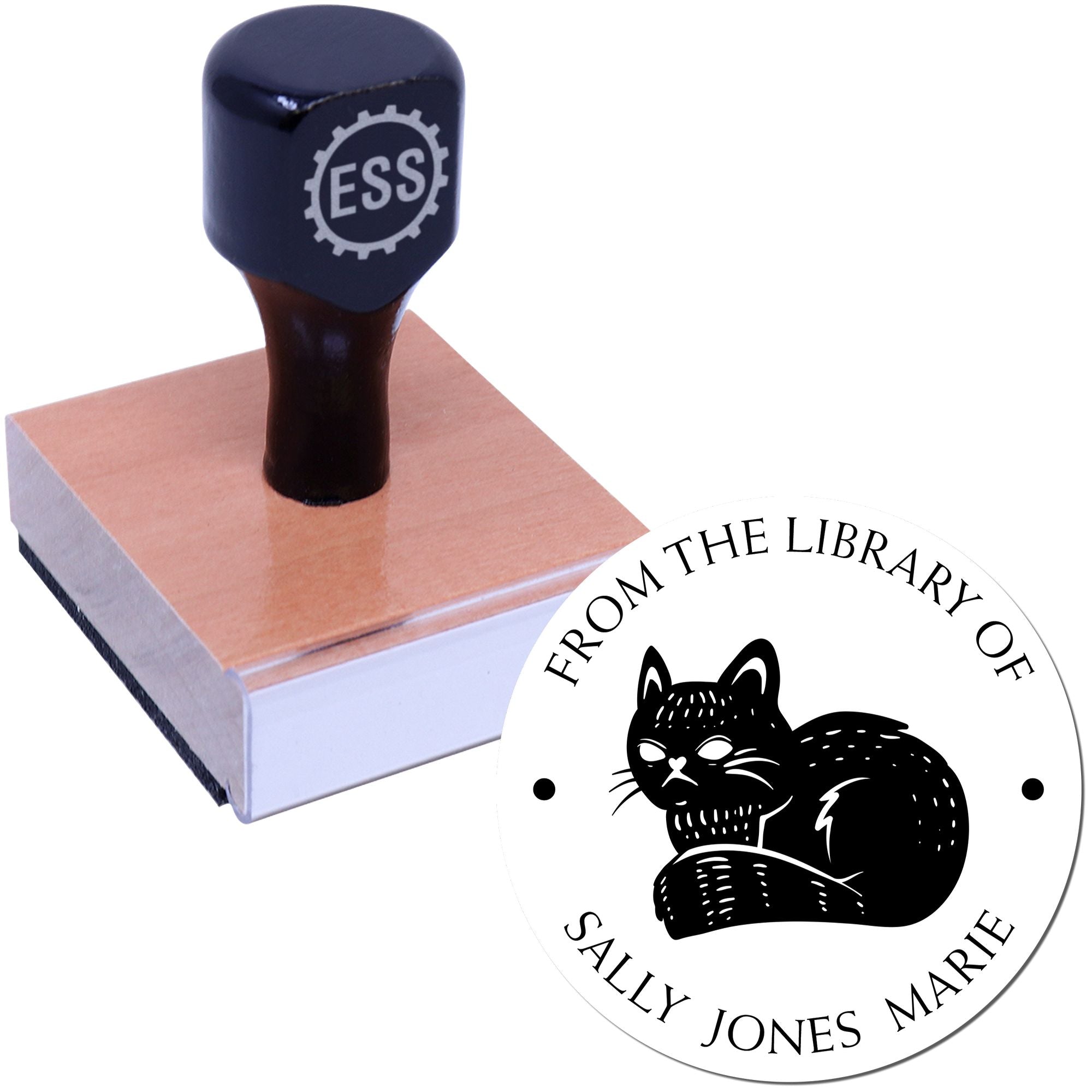 Wood Handle Expressive Cat Custom Made Book Lover Stamp - Engineer Seal Stamps