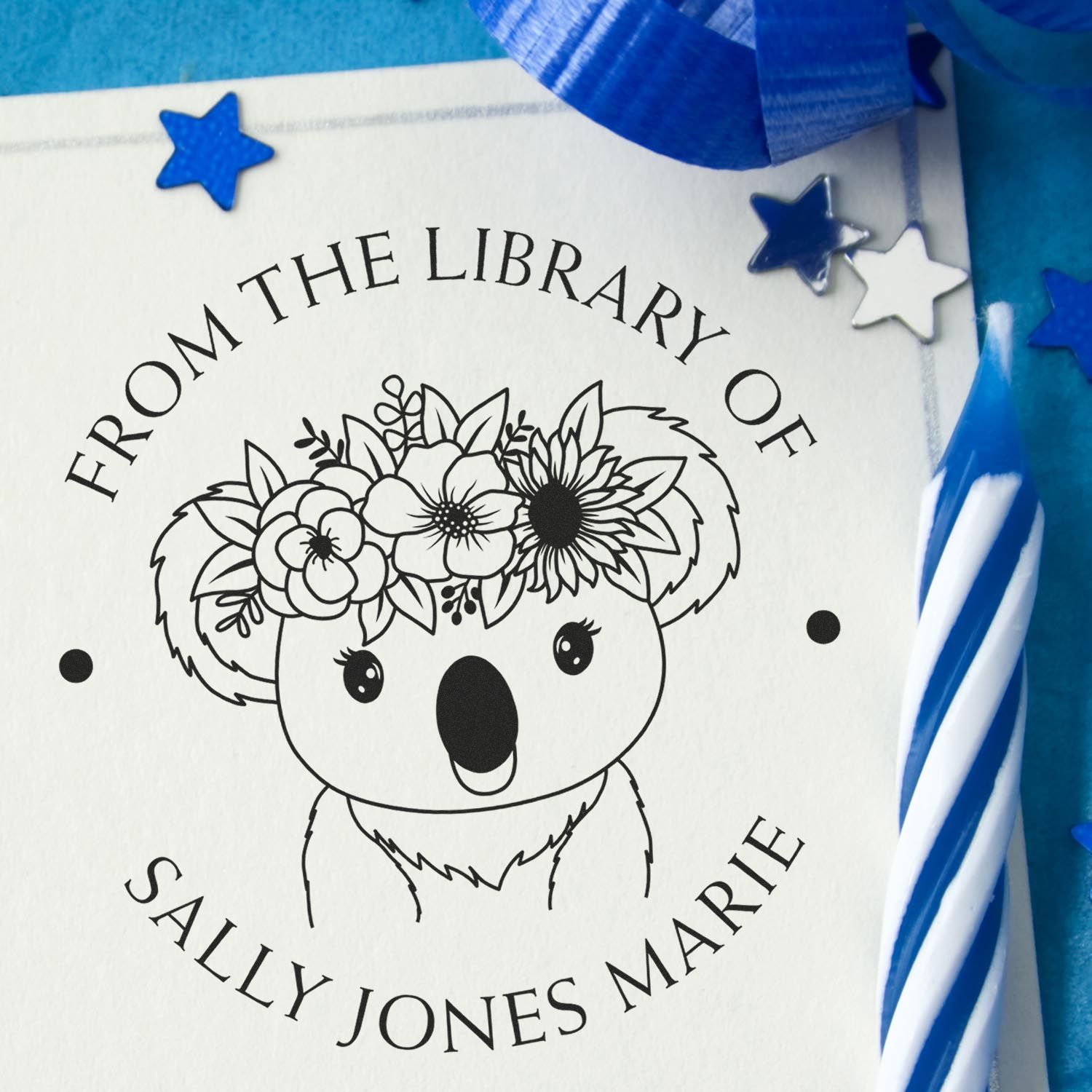 Cute Koala Self-Inking Custom This Book Belongs To Stamp