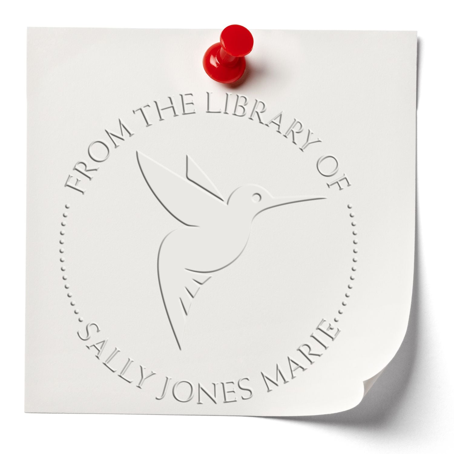 Soft Graceful Hummingbird Customized Ex Libris Library Embossing Seal