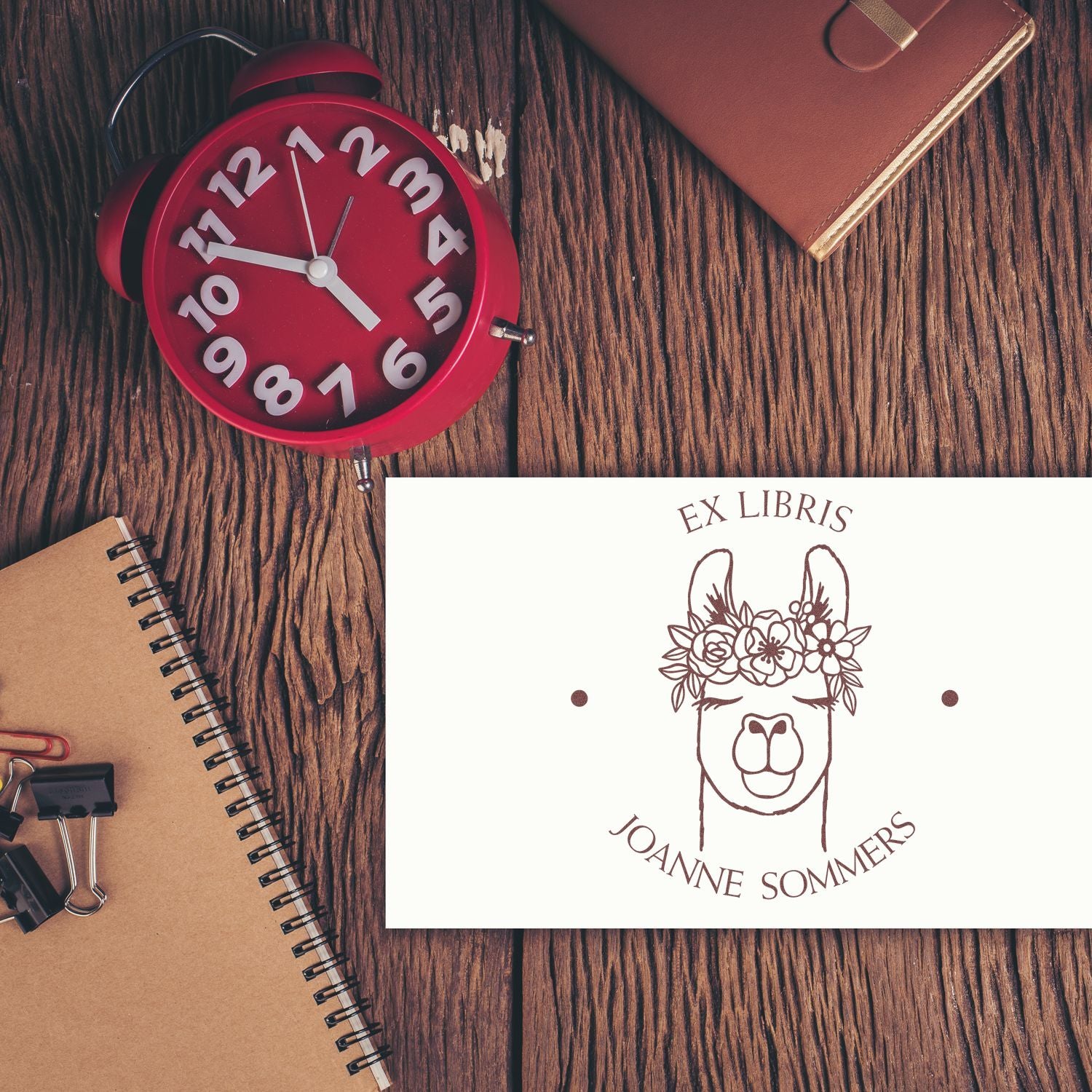 Slim Pre-Inked No Drama Lama Custom-Made Ex Libris Book Stamp