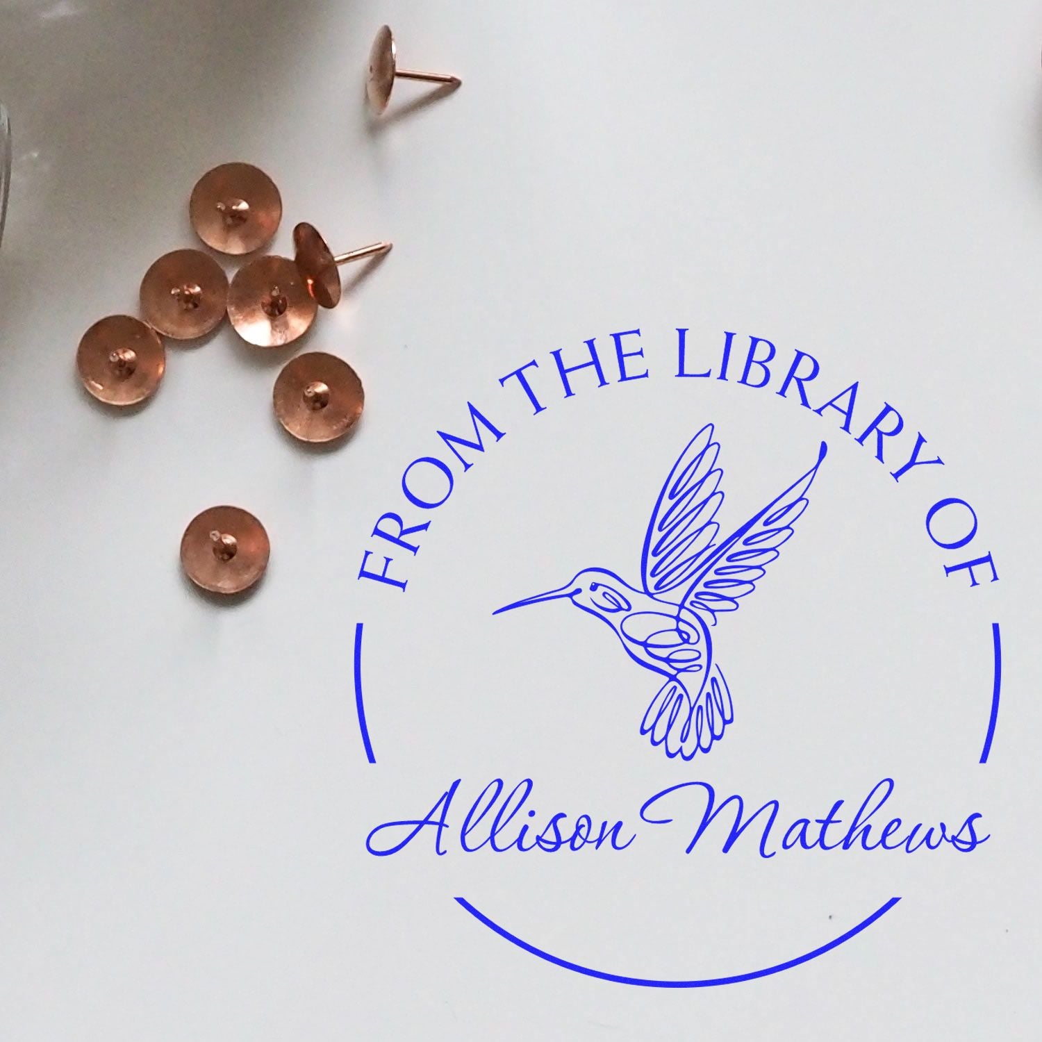 Majestic Hummingbird Pre-Inked Customized Ex Libris Art Stamp