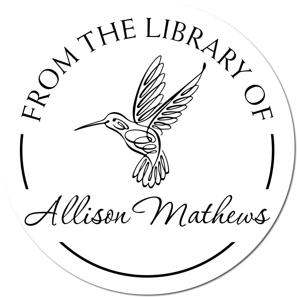 Majestic Hummingbird Pre-Inked Customized Ex Libris Art Stamp