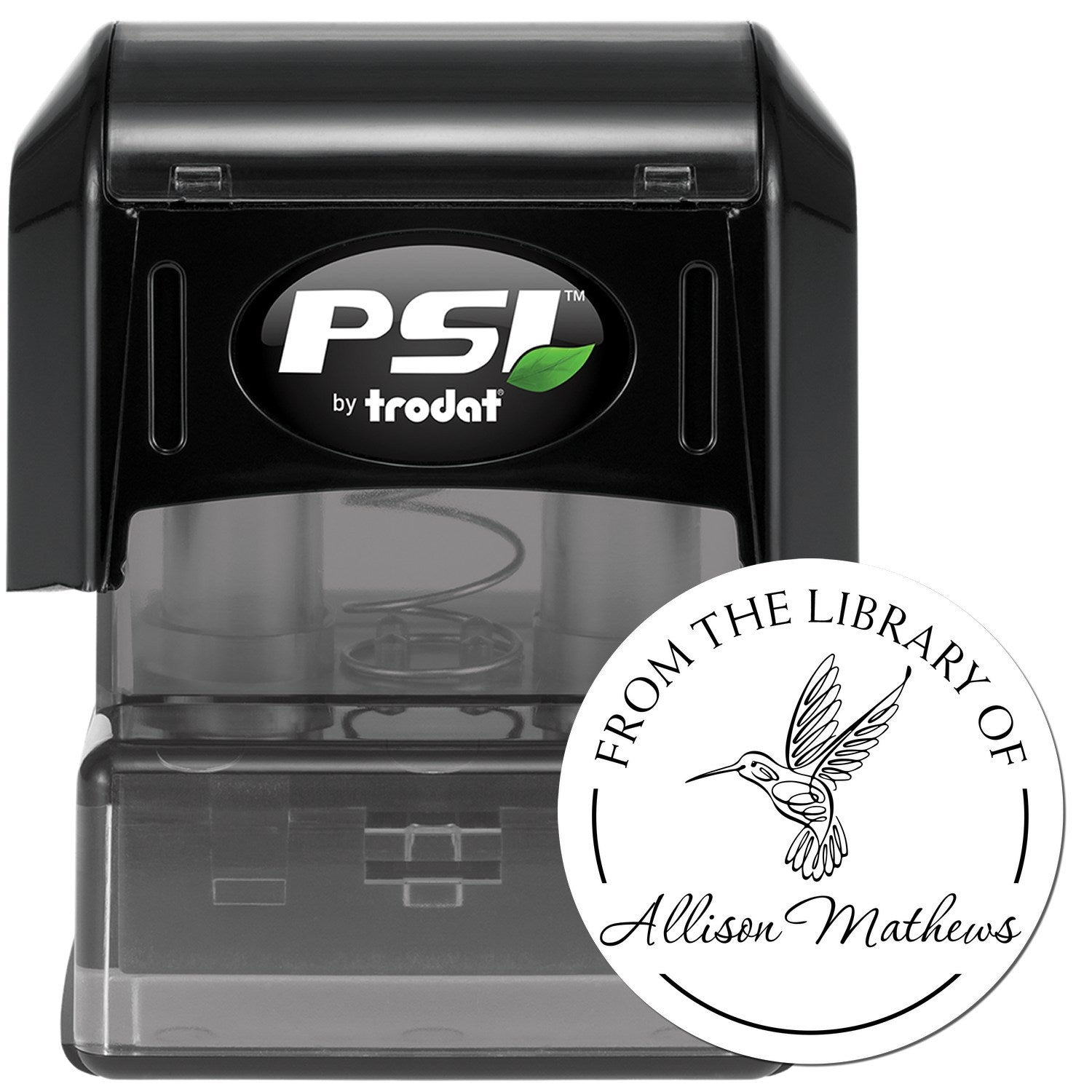 Majestic Hummingbird Pre-Inked Customized Ex Libris Art Stamp