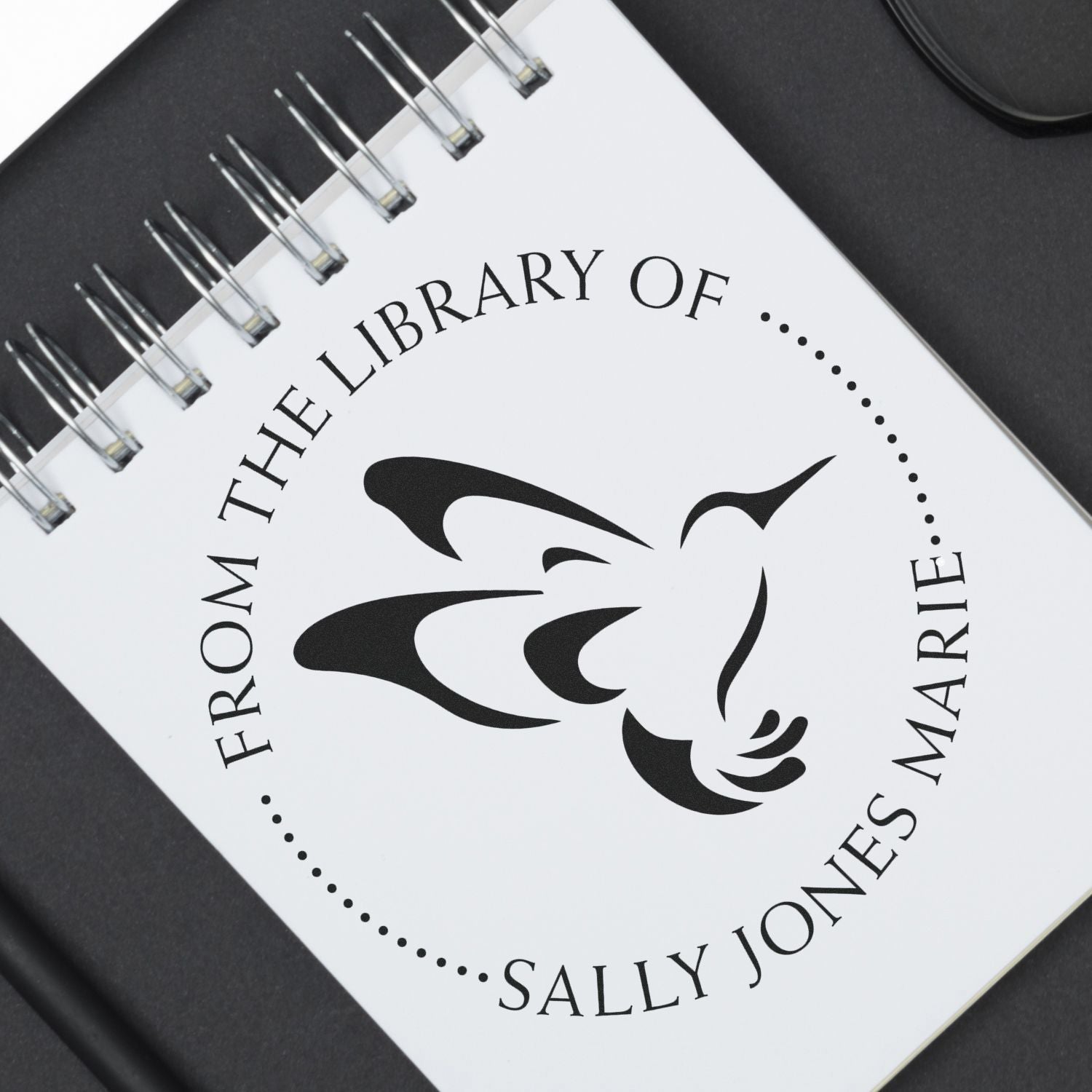 Wood Handle Agile Hummingbird Customizable Bookplate Design Stamp