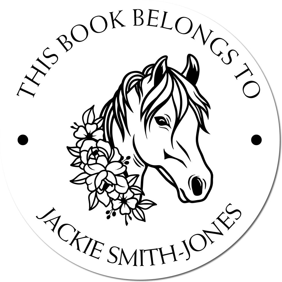 Wood Handle Swift Horse Customizable Bookplate Template Stamp