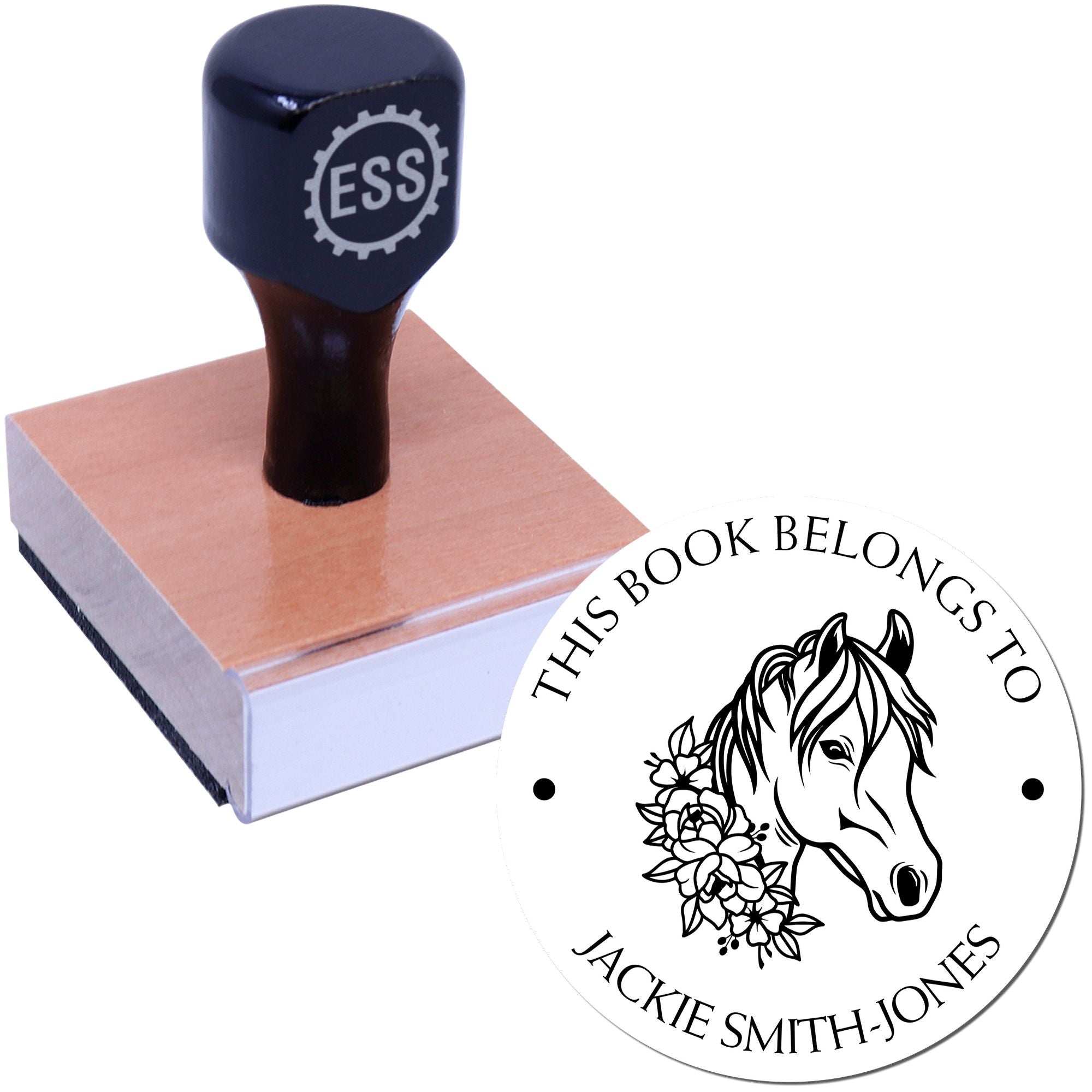 Wood Handle Swift Horse Customizable Bookplate Template Stamp