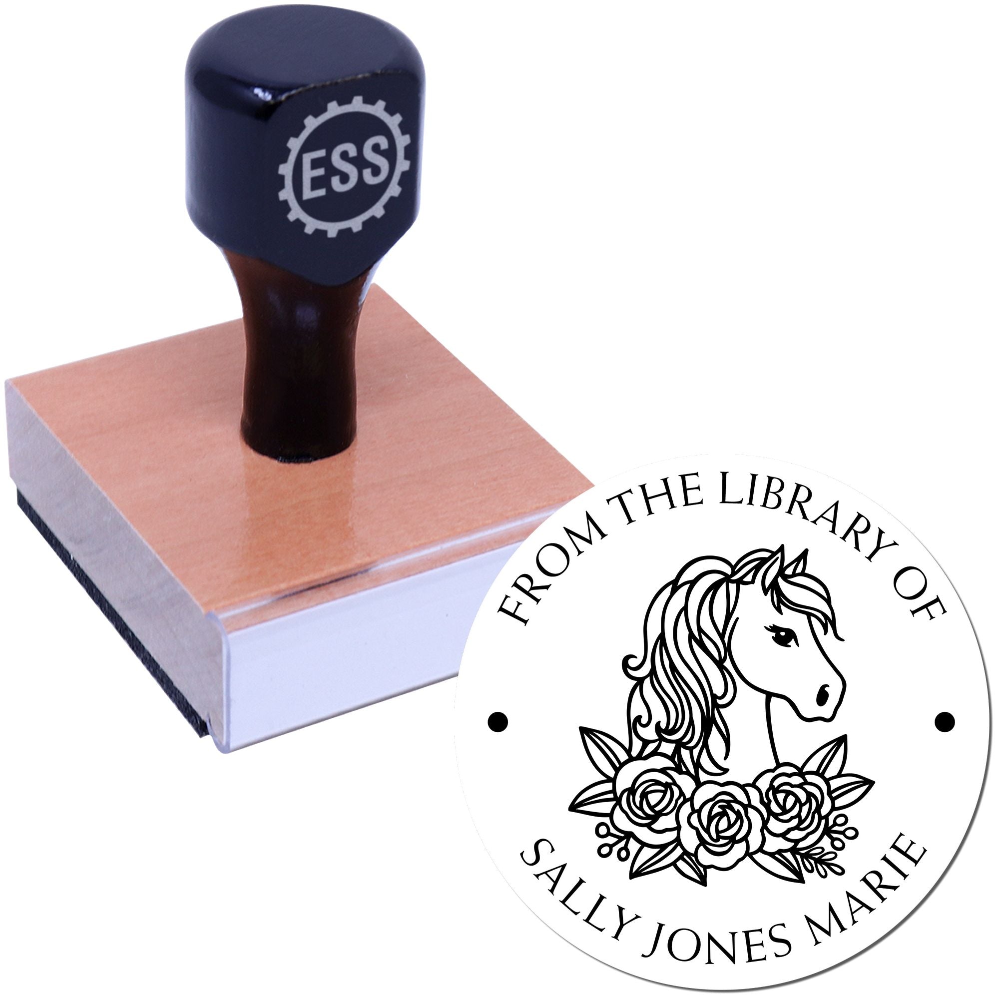 Wood Handle Beautiful Pony Customizable Bookplate Printing Stamp