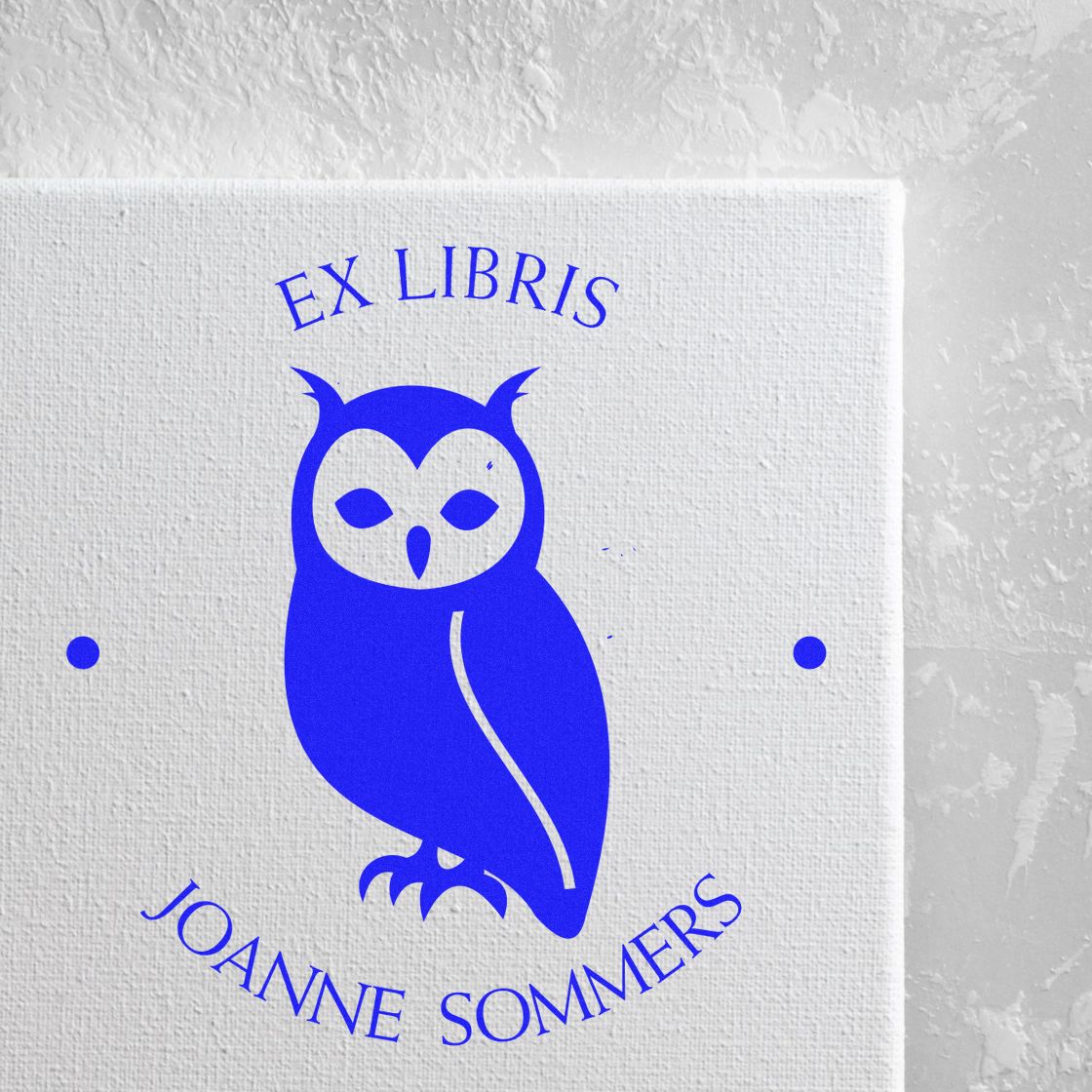 Wood Handle Nocturnal Owl Customizable Bookplate Maker Stamp