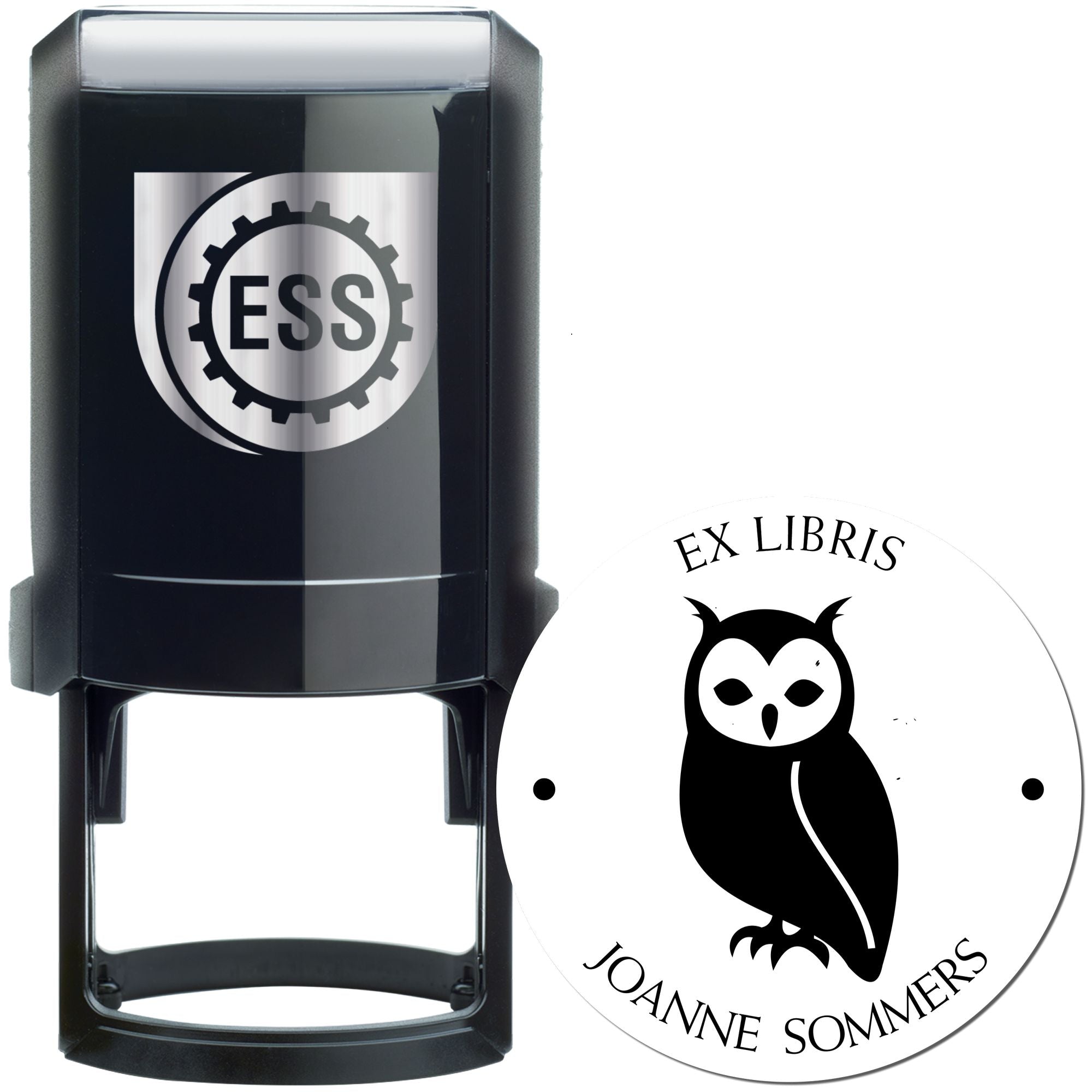 Nocturnal Owl Self-Inking Custom Book Logo Stamp