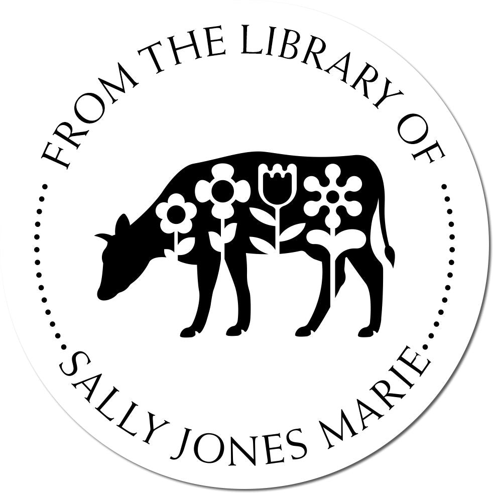 Cute Cow Self-Inking Custom Book Identity Stamp