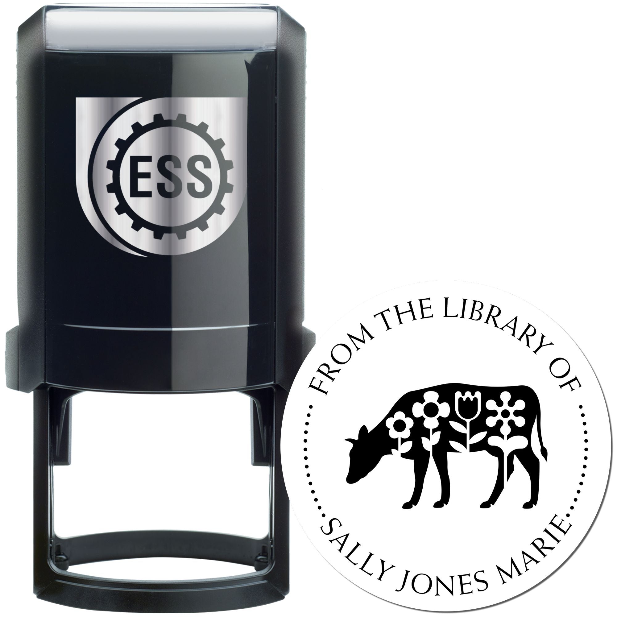 Cute Cow Self-Inking Custom Book Identity Stamp