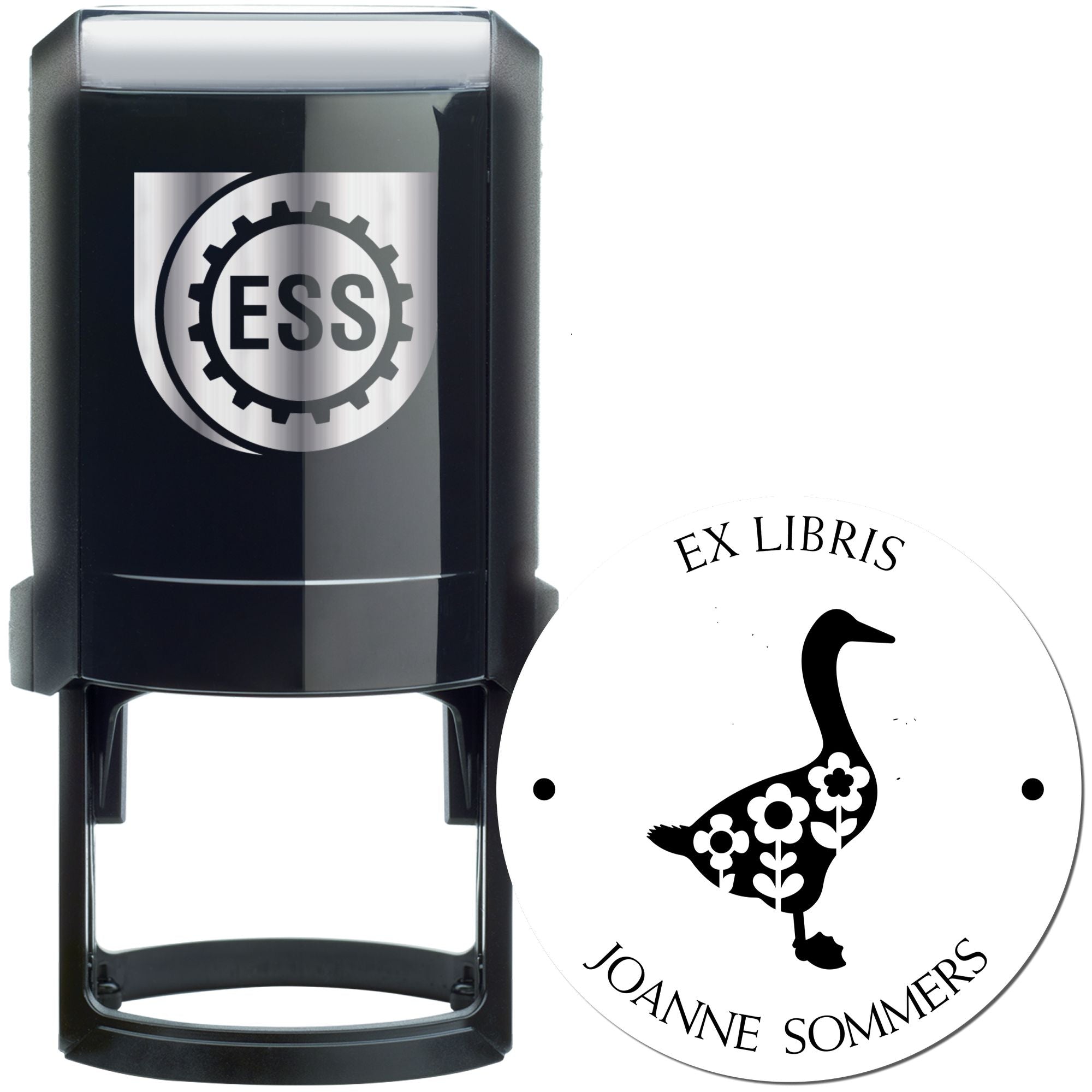 Playful Duck Self-Inking Custom Book Identification Stamp
