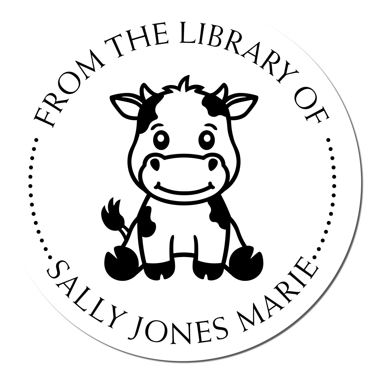 Self-Inking Cuddly Cow Custom Made Book Belongs to Stamper - Engineer Seal Stamps