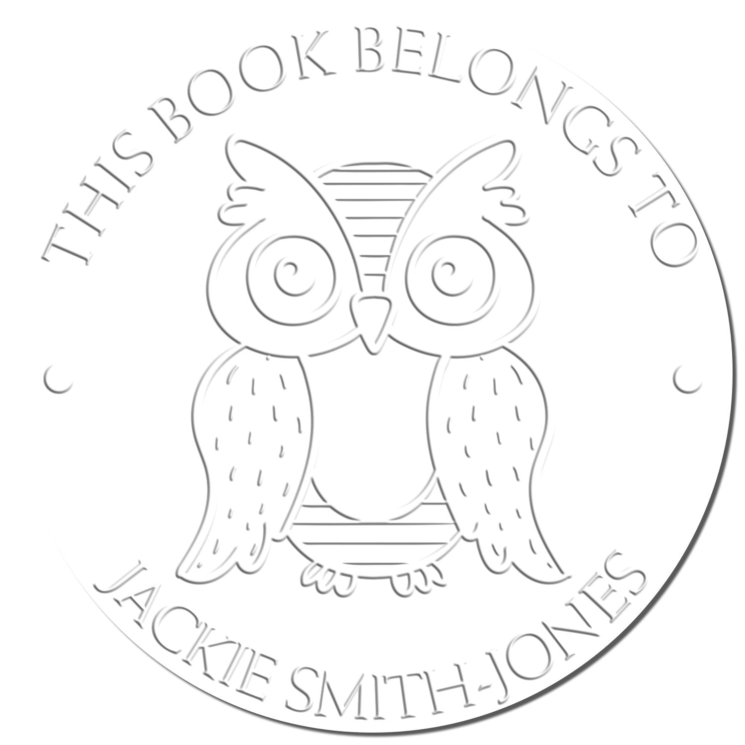 Soft Playful Owl Personalized Book Ownership Label Paper Embosser