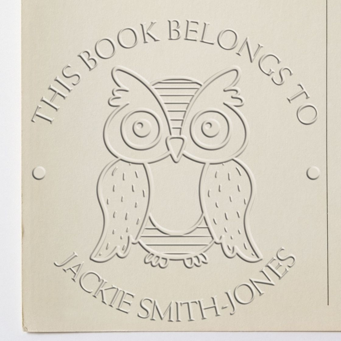 Soft Playful Owl Personalized Book Ownership Label Paper Embosser