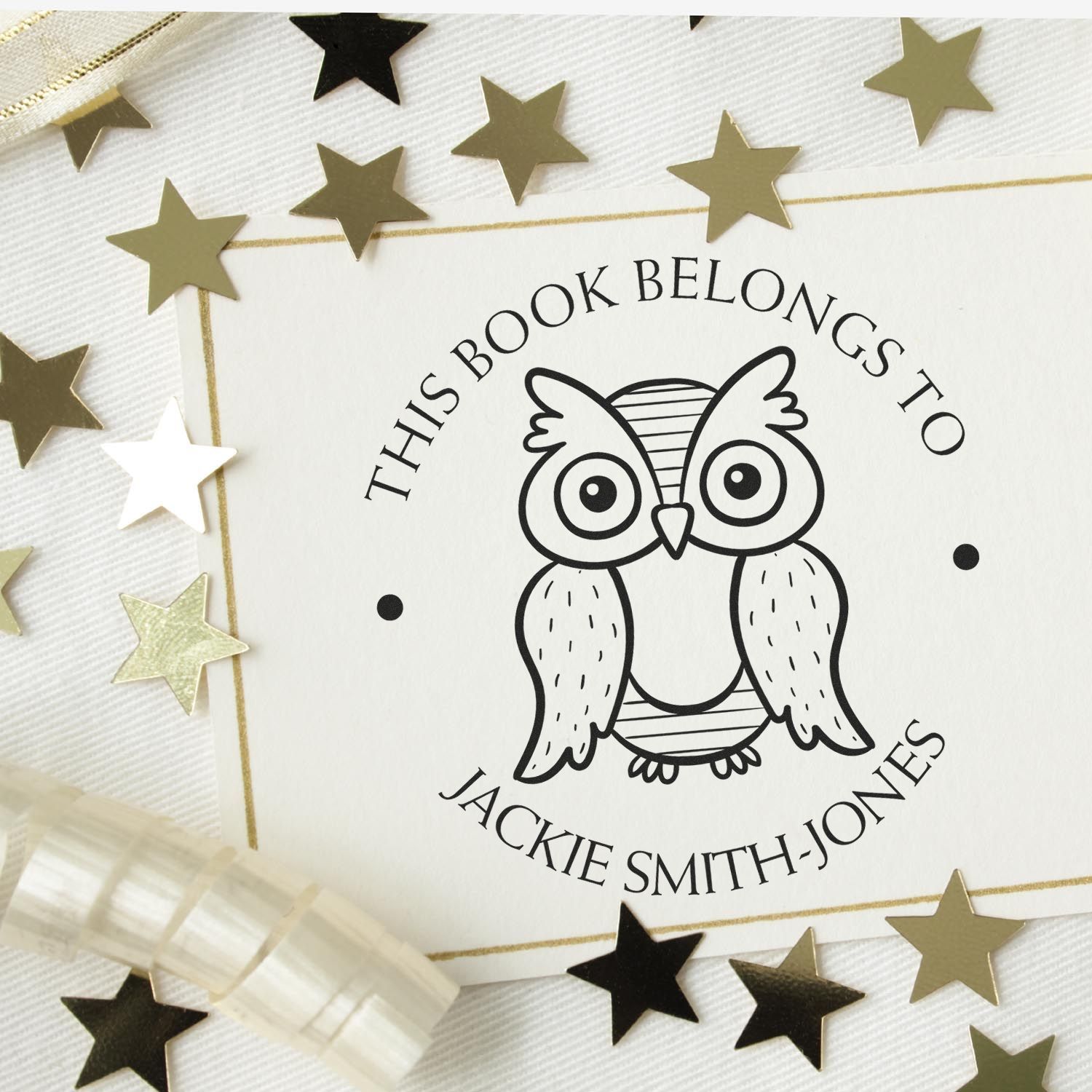 PSI Pre-Inked Playful Owl Custom Made Bibliophile Stamper - Engineer Seal Stamps