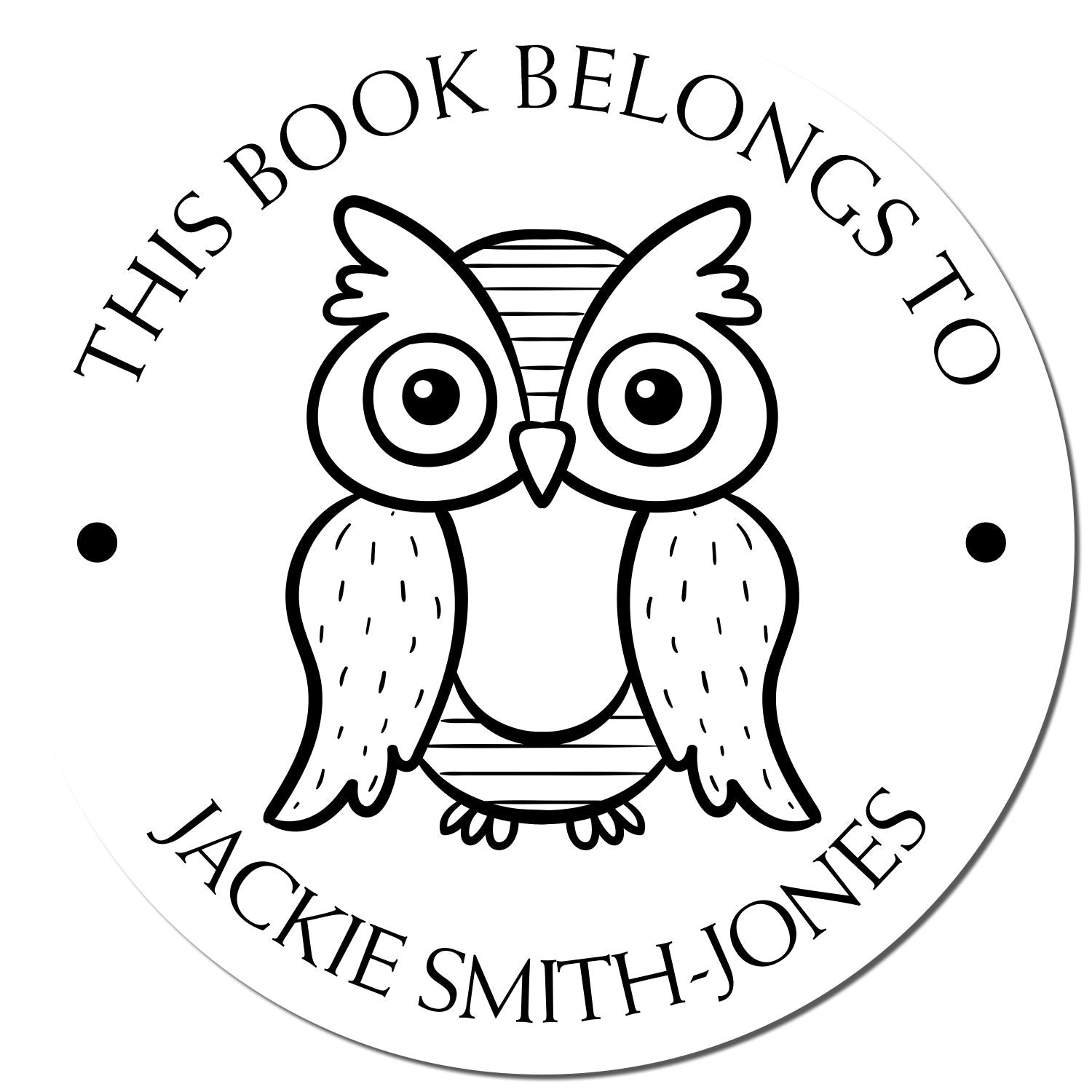 Self-Inking Playful Owl Custom Book Ownership Stamper - Engineer Seal Stamps