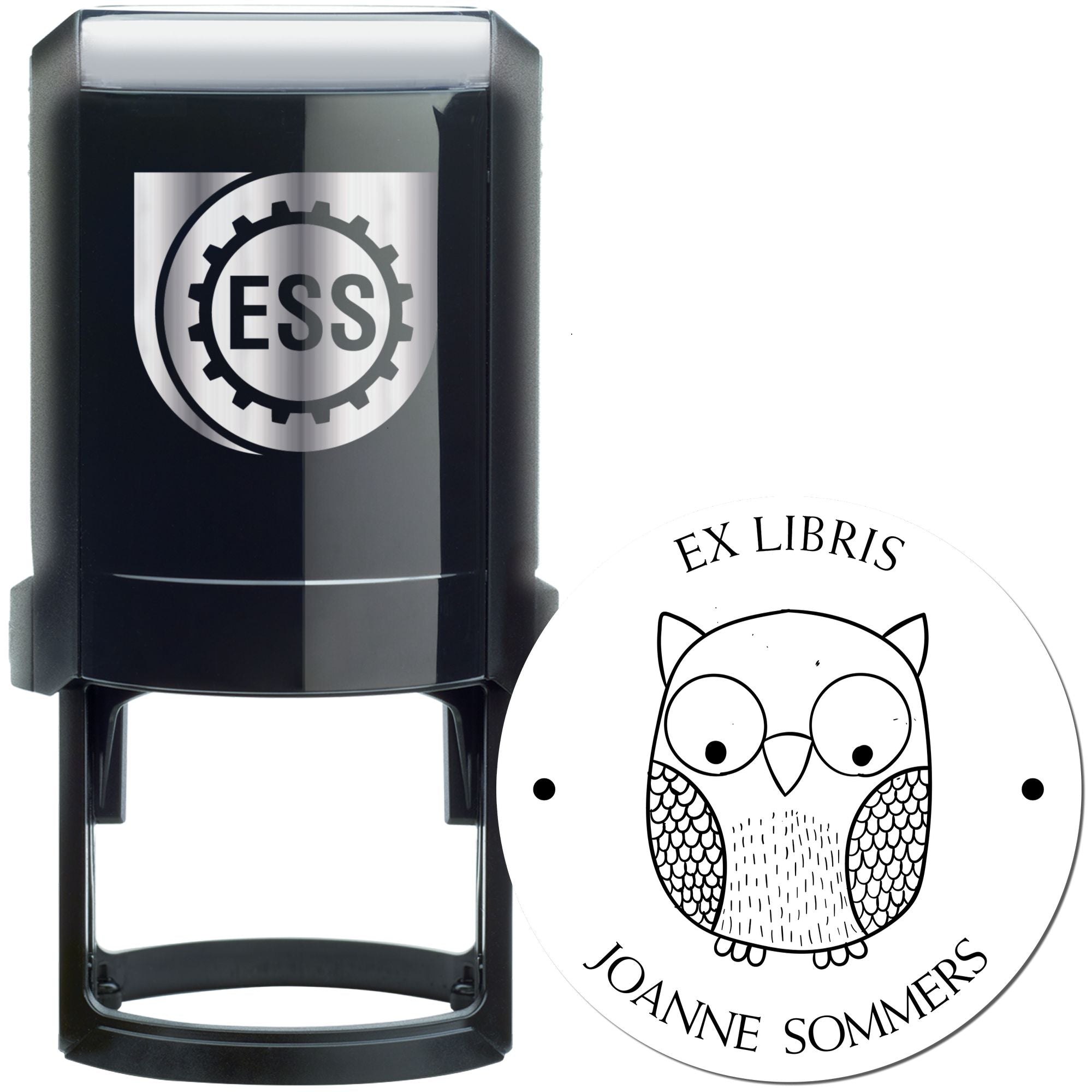 Self-Inking Intelligent Owl Custom Book Ownership Label Stamp - Engineer Seal Stamps