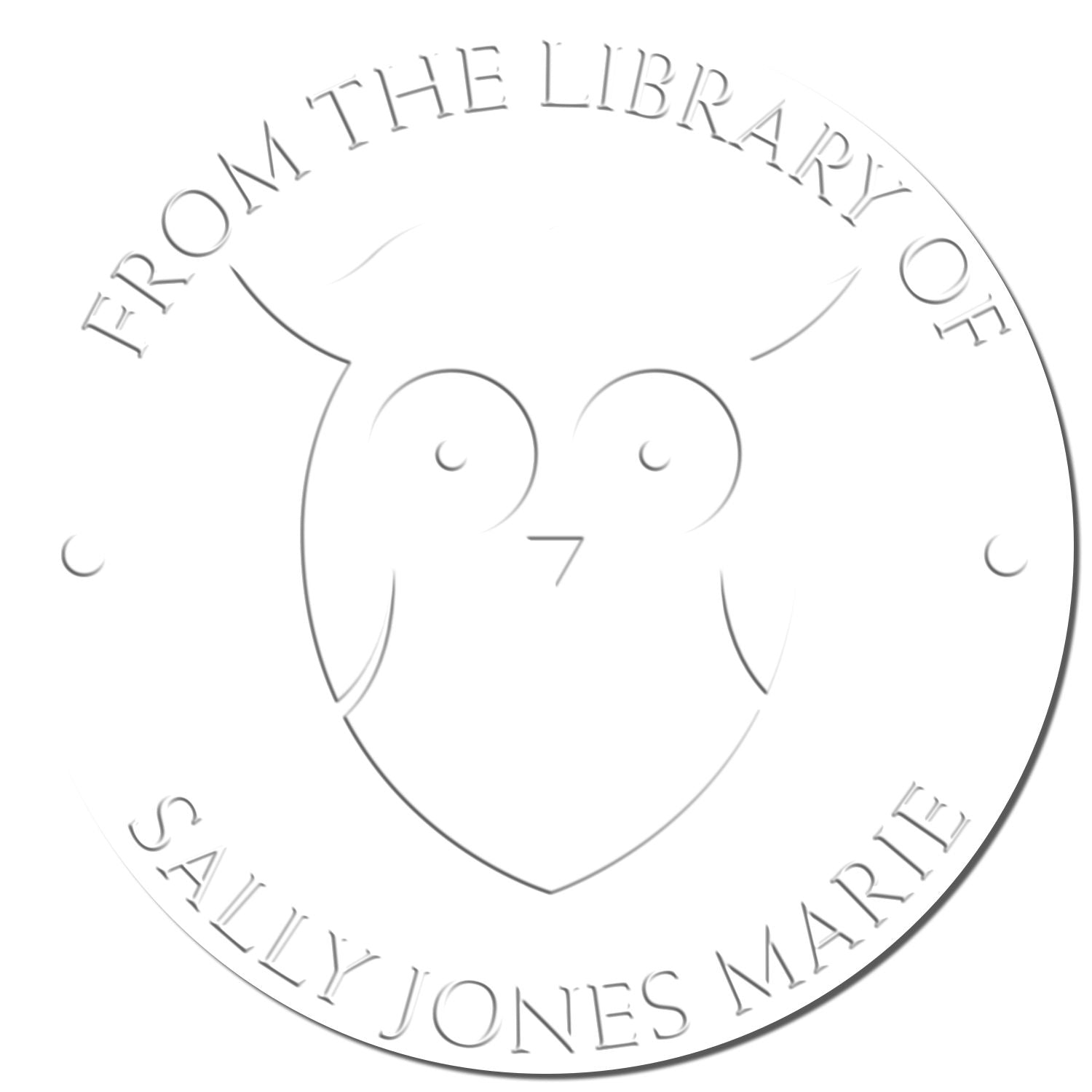 Soft Solitary Owl Personalized Book Property Embossed Stamp