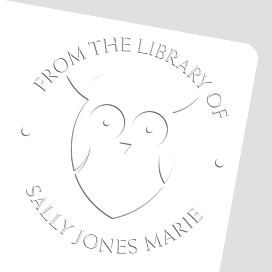 Soft Solitary Owl Personalized Book Property Embossed Stamp