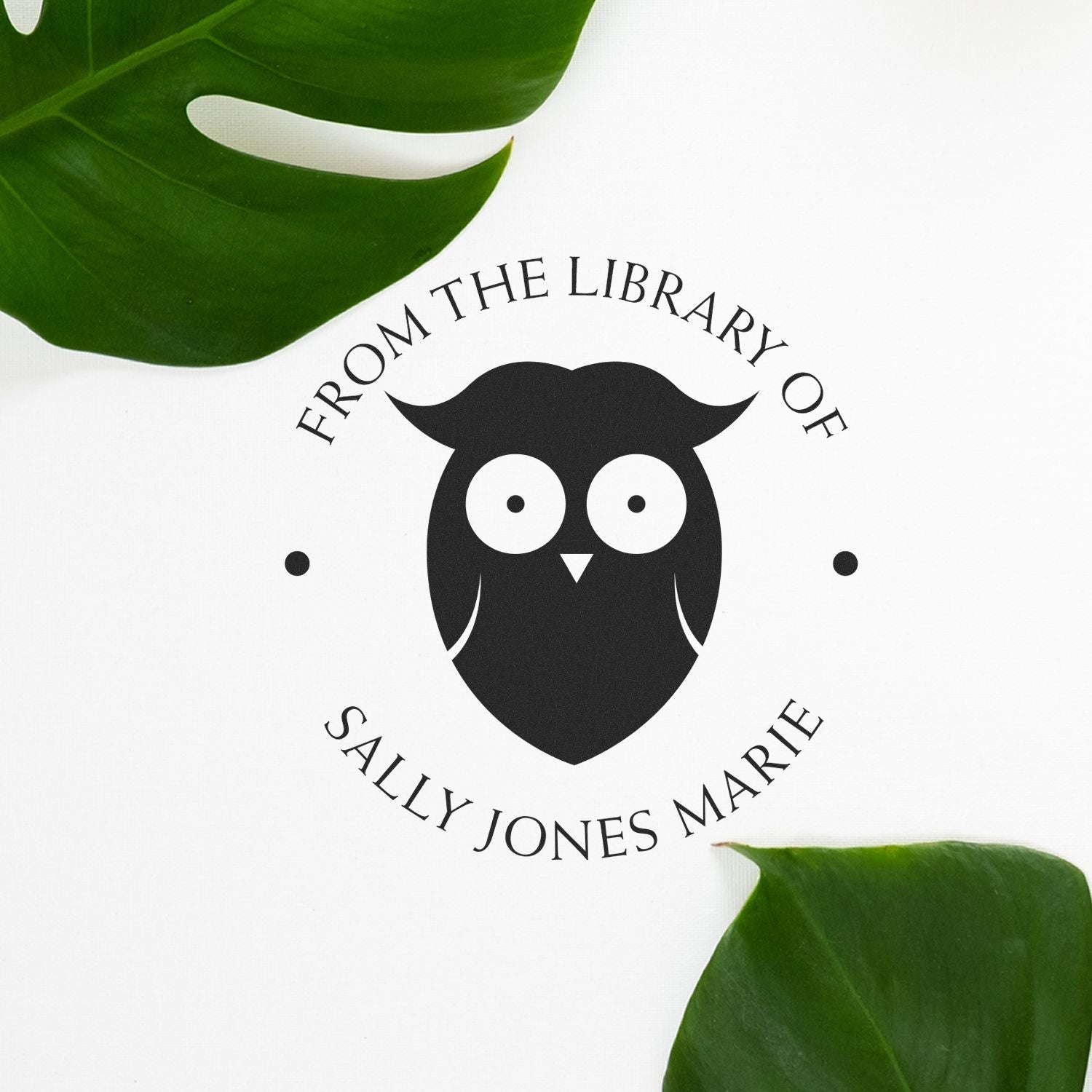 Wood Handle Solitary Owl Customized Library Collection Stamper